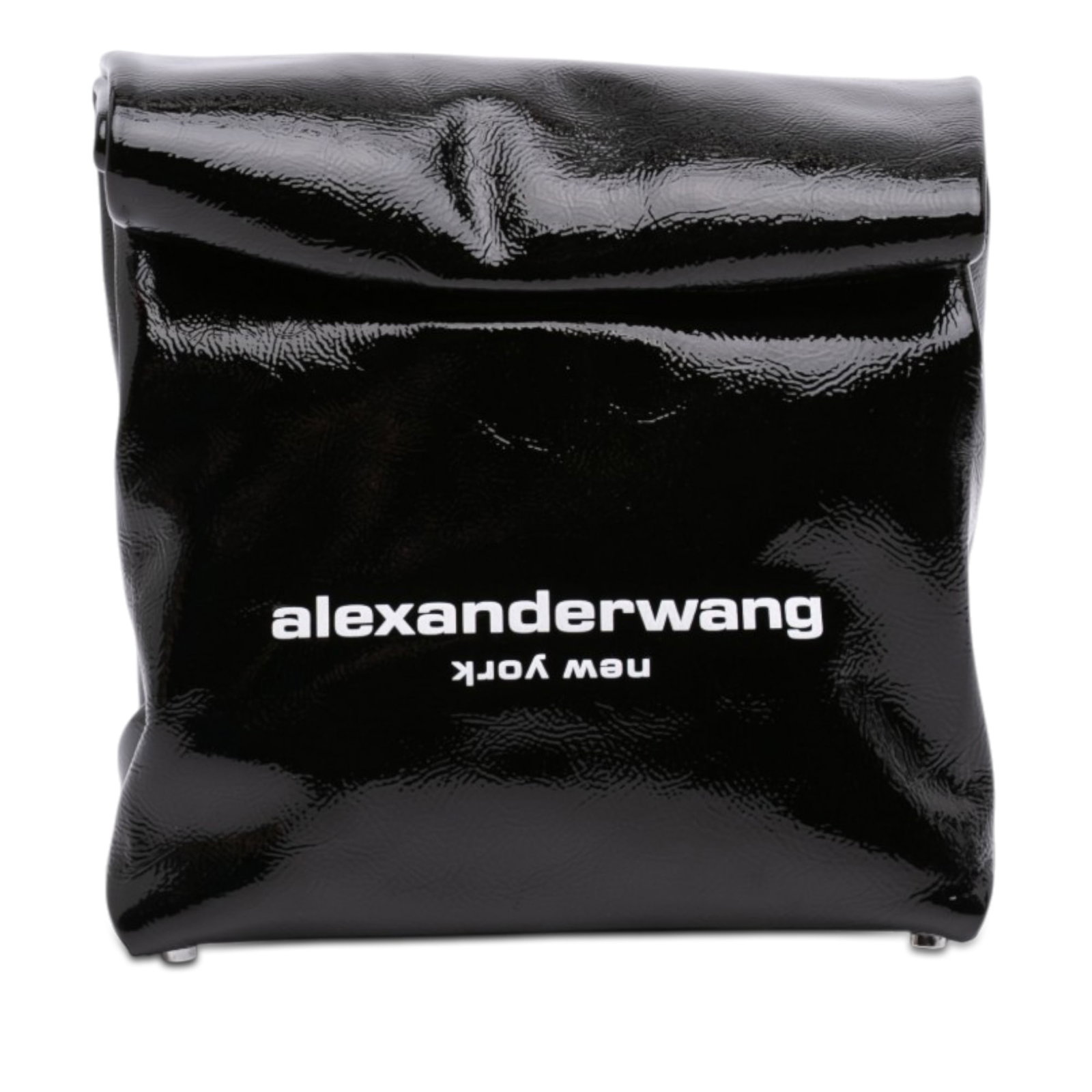Alexander Wang Patent Leather Lunch Bag Logo Clutch Black (1 of 7)