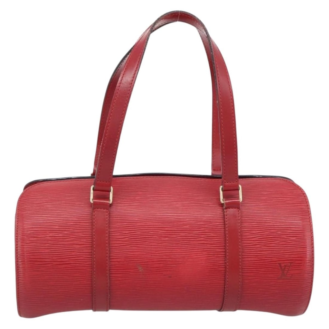 Louis Vuitton Soufflot red leather handbag: Louis Vuitton Soufflot red leather handbag Louis Vuitton Soufflot in red Epi leather. This women's handbag is made in France and remains in good condition overall with visible wear from use. The exter