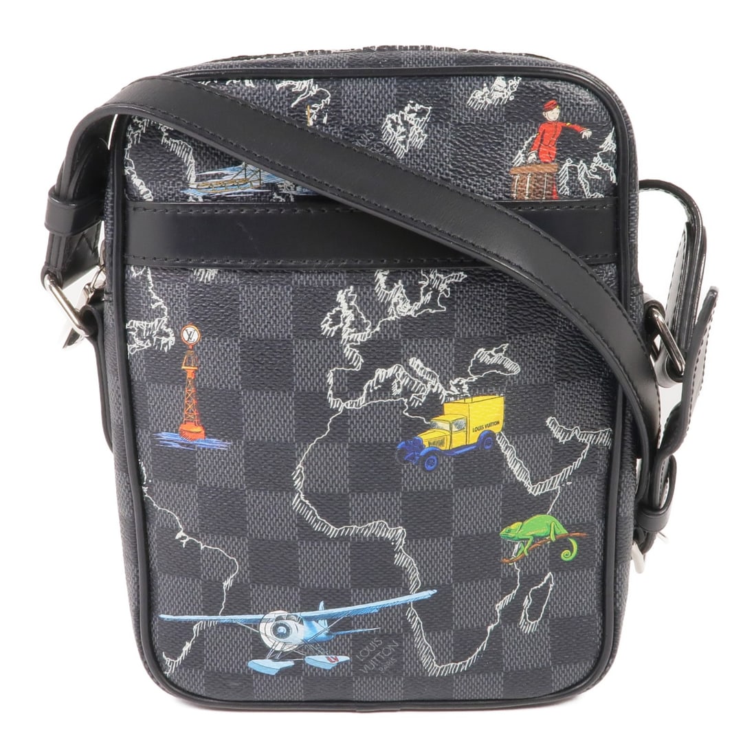 Louis Vuitton Danube Slim PM N40239 Damier Graphite Shoulder Bag: Louis Vuitton Danube Slim PM N40239 Damier Graphite Shoulder Bag Louis Vuitton Danube Slim PM shoulder bag in Damier Graphite PVC coated canvas with a black and gray exterior. This unisex shoulder bag