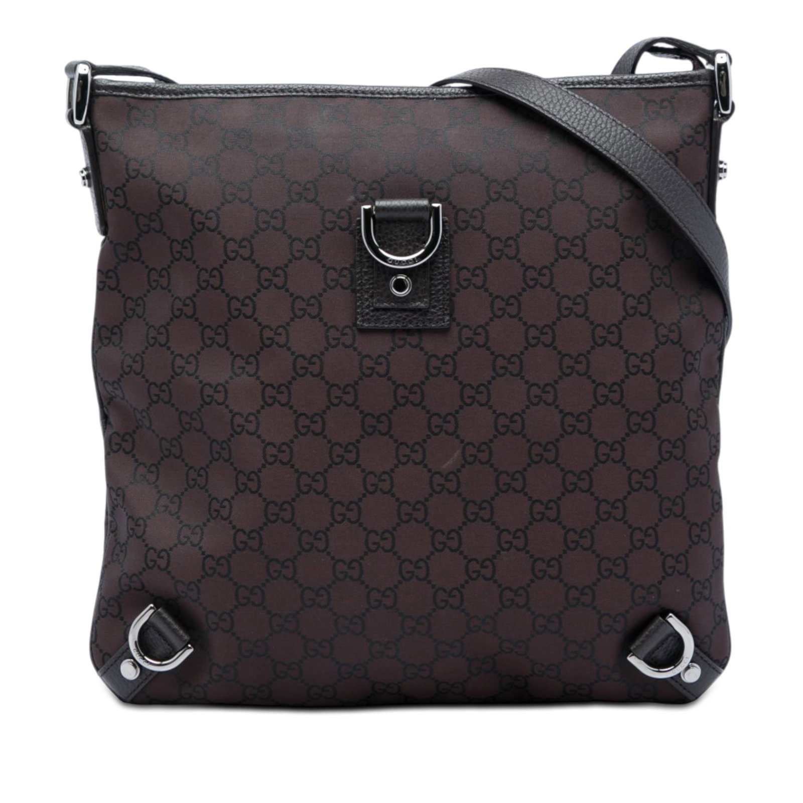 Gucci Abbey D Ring Crossbody Bag in Brown GG Nylon: Gucci Abbey D Ring Crossbody Bag in Brown GG Nylon Gucci GG Nylon Abbey D Ring Crossbody bag with a nylon body and leather trim. It features an adjustable flat leather strap, a top zip closure, and in
