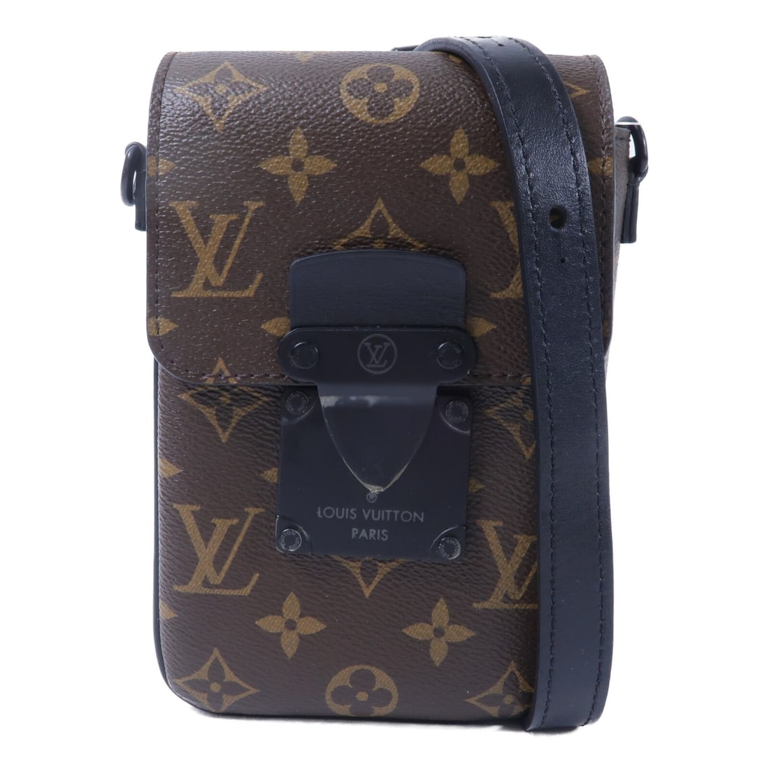 Louis Vuitton M81522 LV S Lock Monogram Macassar Shoulder Bag: Louis Vuitton M81522 LV S Lock Monogram Macassar Shoulder Bag Louis Vuitton LV S-Lock shoulder bag in brown Monogram Macassar PVC coated canvas. This women's shoulder bag features a magnetic pocket, i