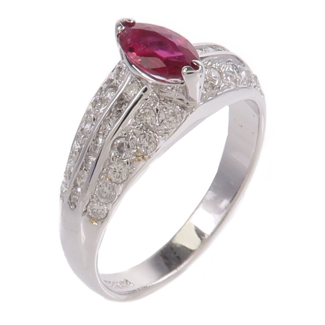 14K White Gold Ruby Diamond Ring Size 5.5 (1 of 8)