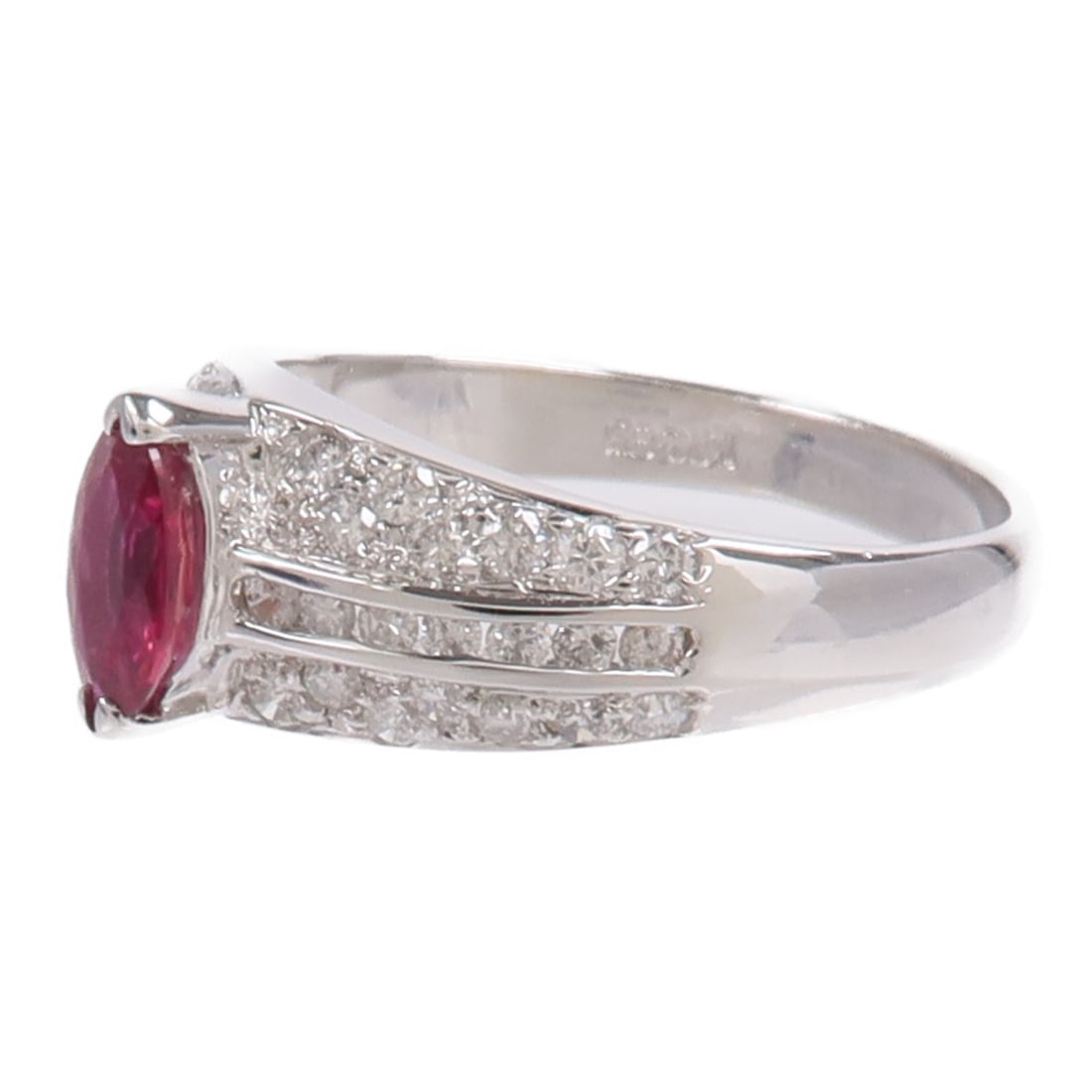 14K White Gold Ruby Diamond Ring Size 5.5 - 3