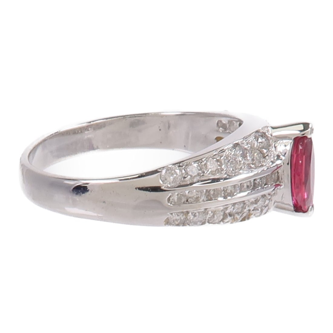 14K White Gold Ruby Diamond Ring Size 5.5 - 4