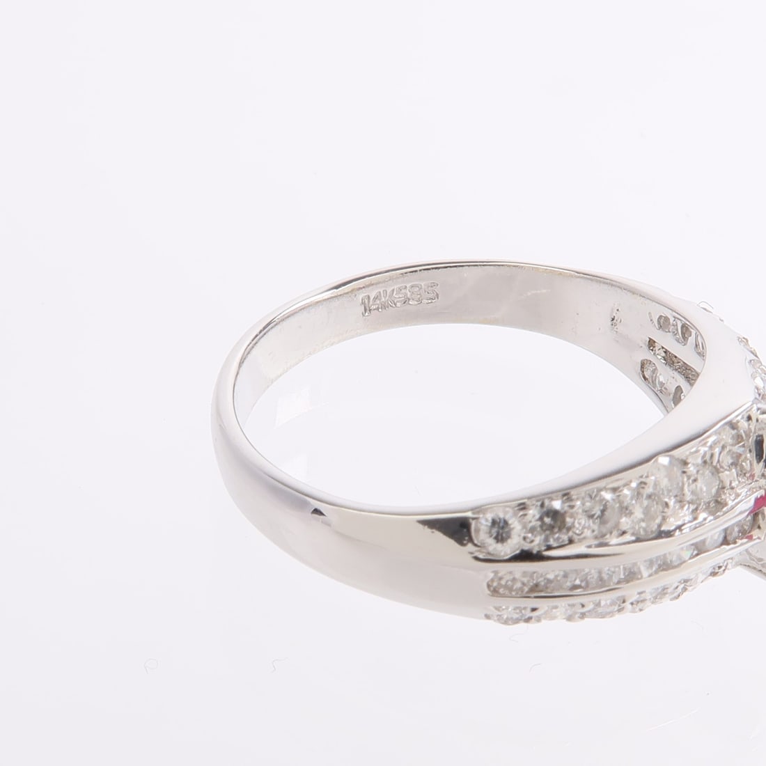 14K White Gold Ruby Diamond Ring Size 5.5 - 5