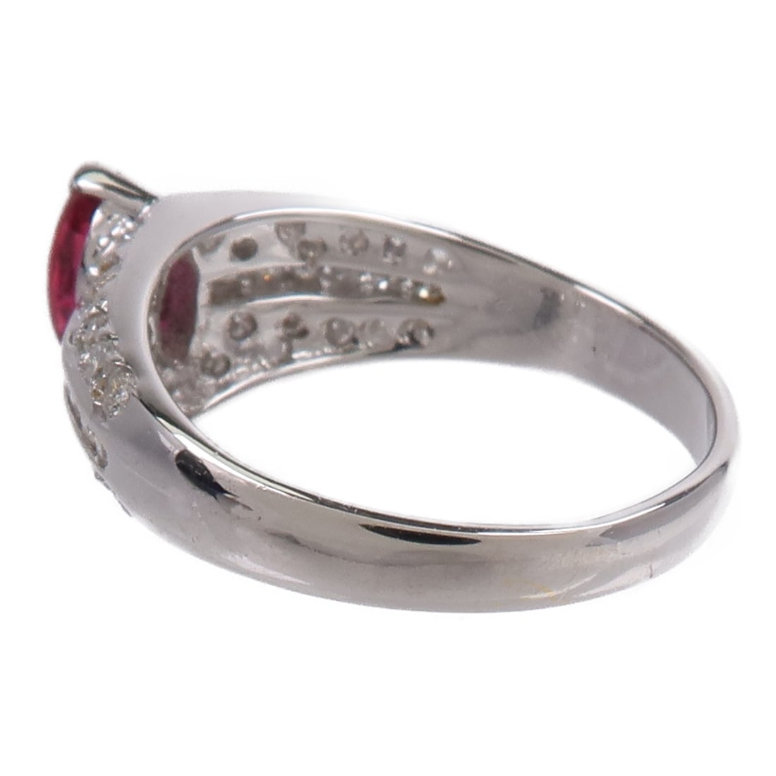 14K White Gold Ruby Diamond Ring Size 5.5 - 6