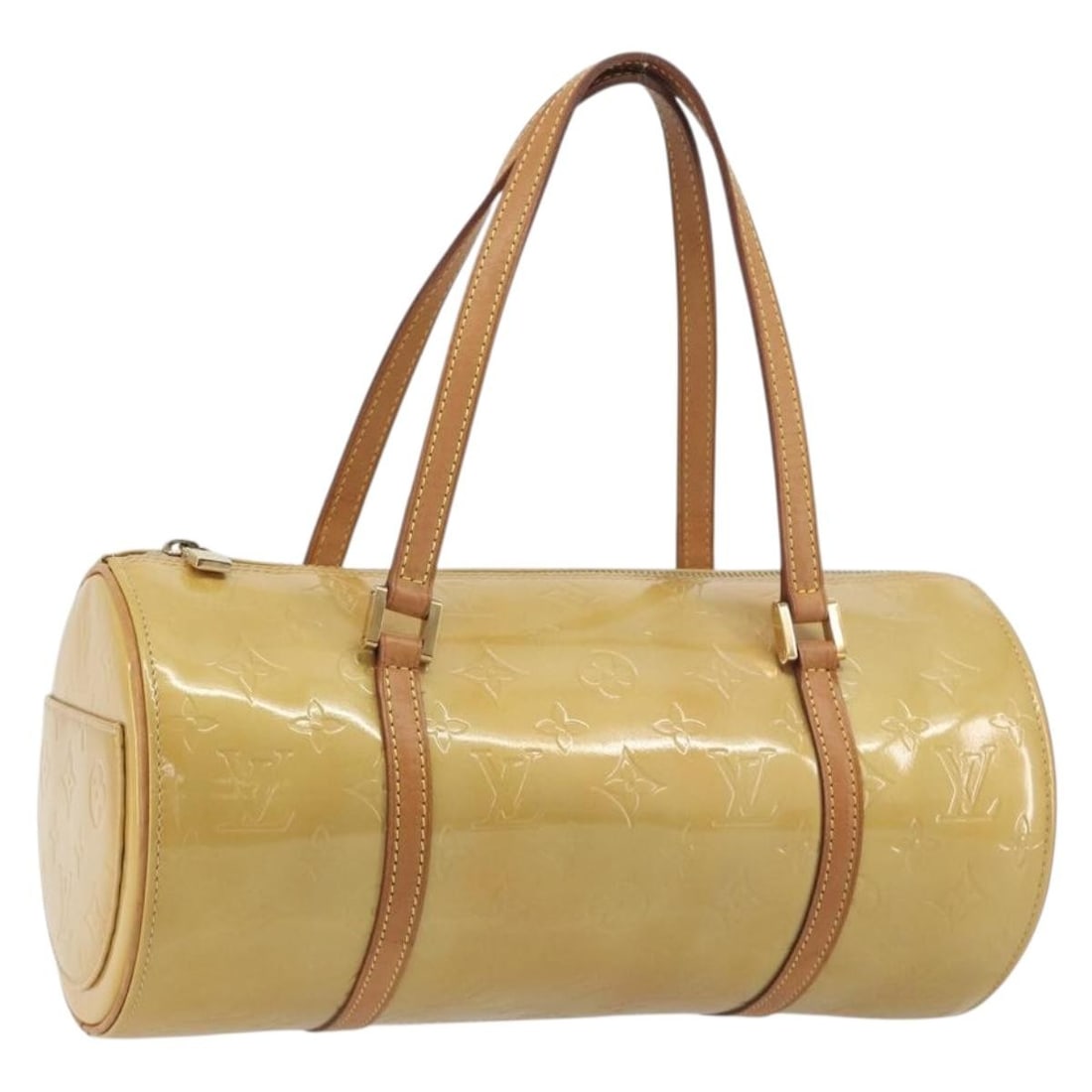 Louis Vuitton Bedford Beige Patent Leather Hand Bag M91006: Louis Vuitton Bedford Beige Patent Leather Hand Bag M91006 Louis Vuitton Bedford handbag in beige Monogram Vernis patent leather. This women's handbag was made in France and shows reasonable wear and 