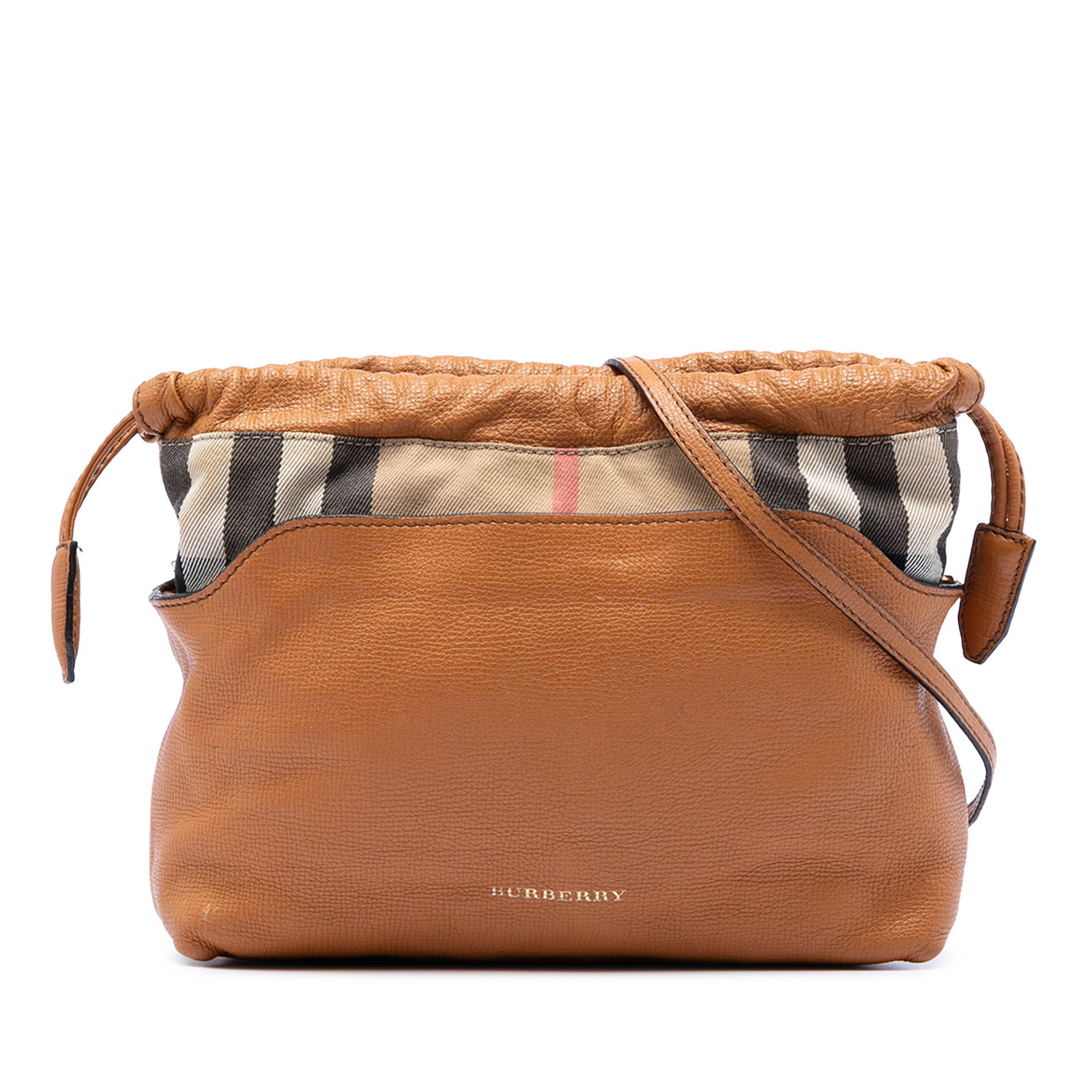 Burberry Little Crush Brown Leather Canvas Crossbody Bag: Burberry Little Crush Brown Leather Canvas Crossbody Bag This Burberry House Check Canvas and Calfskin Little Crush Crossbody bag features a combination of leather and canvas materials. It is designed