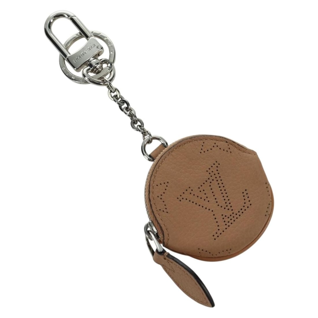 Louis Vuitton M00542 Mahina Leather Charm Beige Flight Mode Pouch: Louis Vuitton M00542 Mahina Leather Charm Beige Flight Mode Pouch Louis Vuitton Mahina Porte Cles Flight Mode pouch charm in beige leather, made in Italy. This women's accessory is identified as style