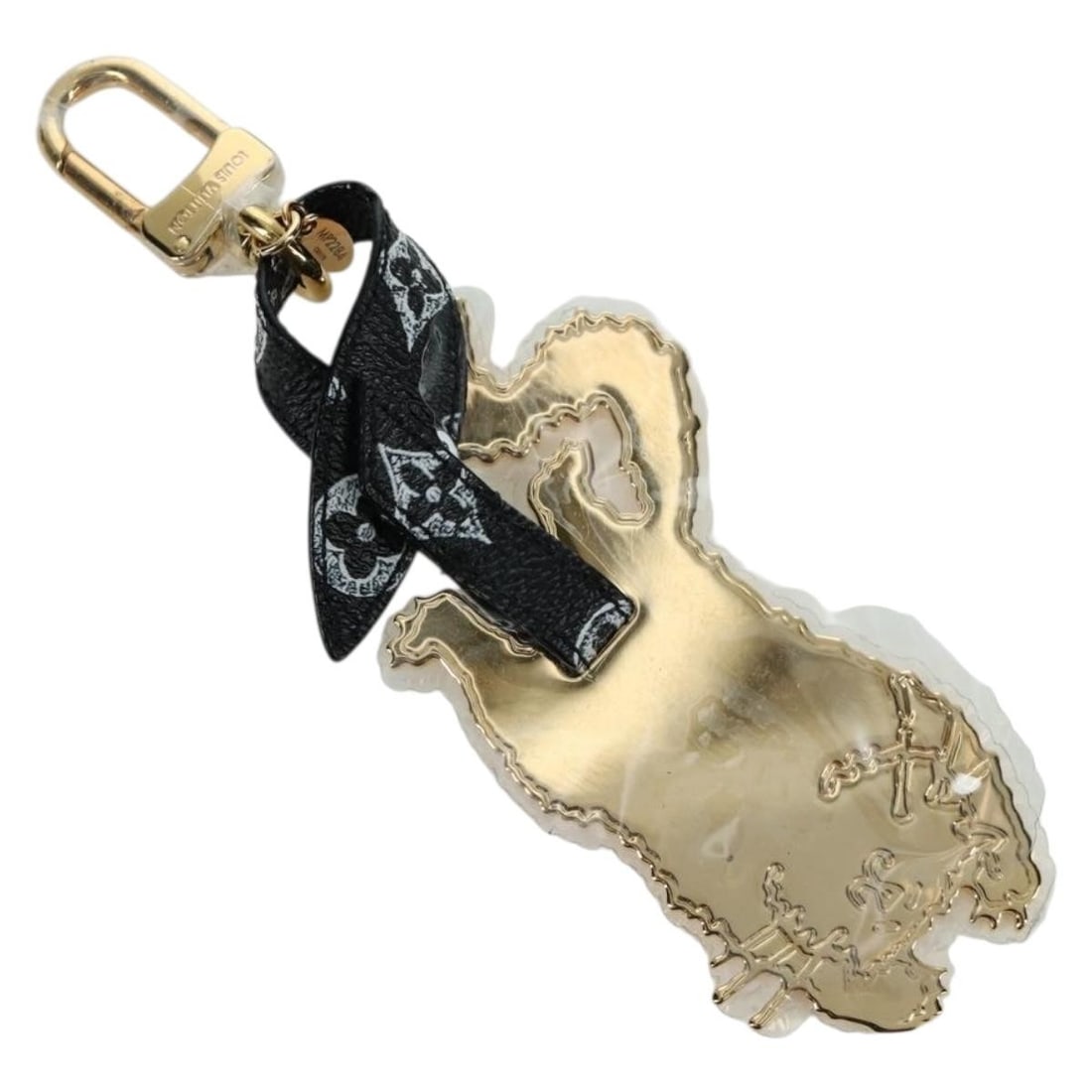 Flying Cat Gold Metal Key Holder by Louis Vuitton MP2284 with Box: Flying Cat Gold Metal Key Holder by Louis Vuitton MP2284 with Box This Louis Vuitton Flying Cat Bijoux Sac key holder features a gold-tone metal construction, designed as a stylish accessory for women