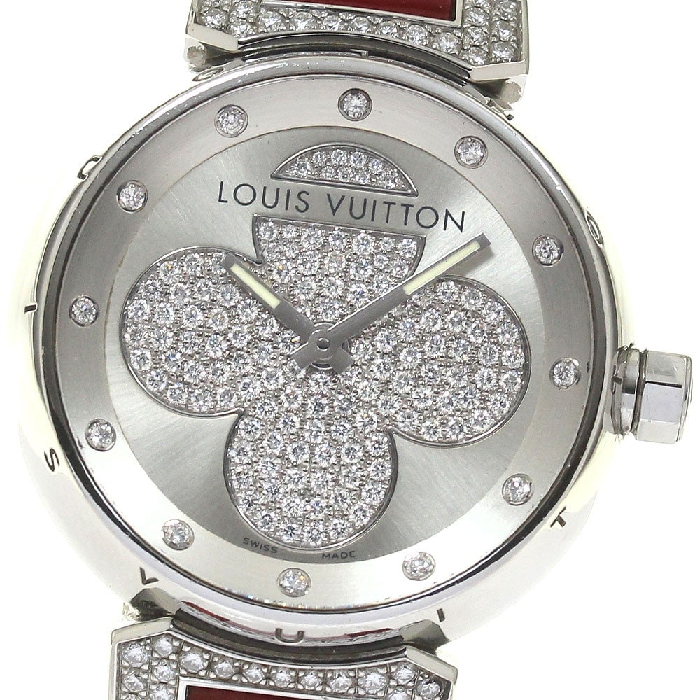 Louis Vuitton Tambour Forever Q131P womens quartz diamond wristwatch (1 of 6)