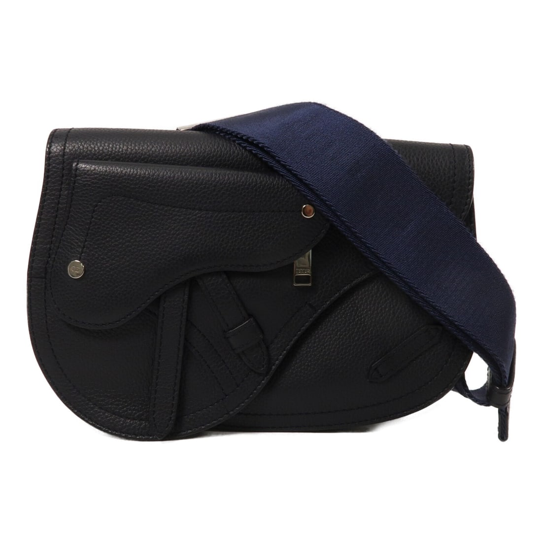 Dior 1ADPO095YMJ Saddle Messenger Shoulder Bag Calfskin Black: Dior 1ADPO095YMJ Saddle Messenger Shoulder Bag Calfskin Black Christian Dior Saddle Messenger shoulder bag in calfskin with silver-tone hardware. This men's bag features a magnetic pocket and one zip 