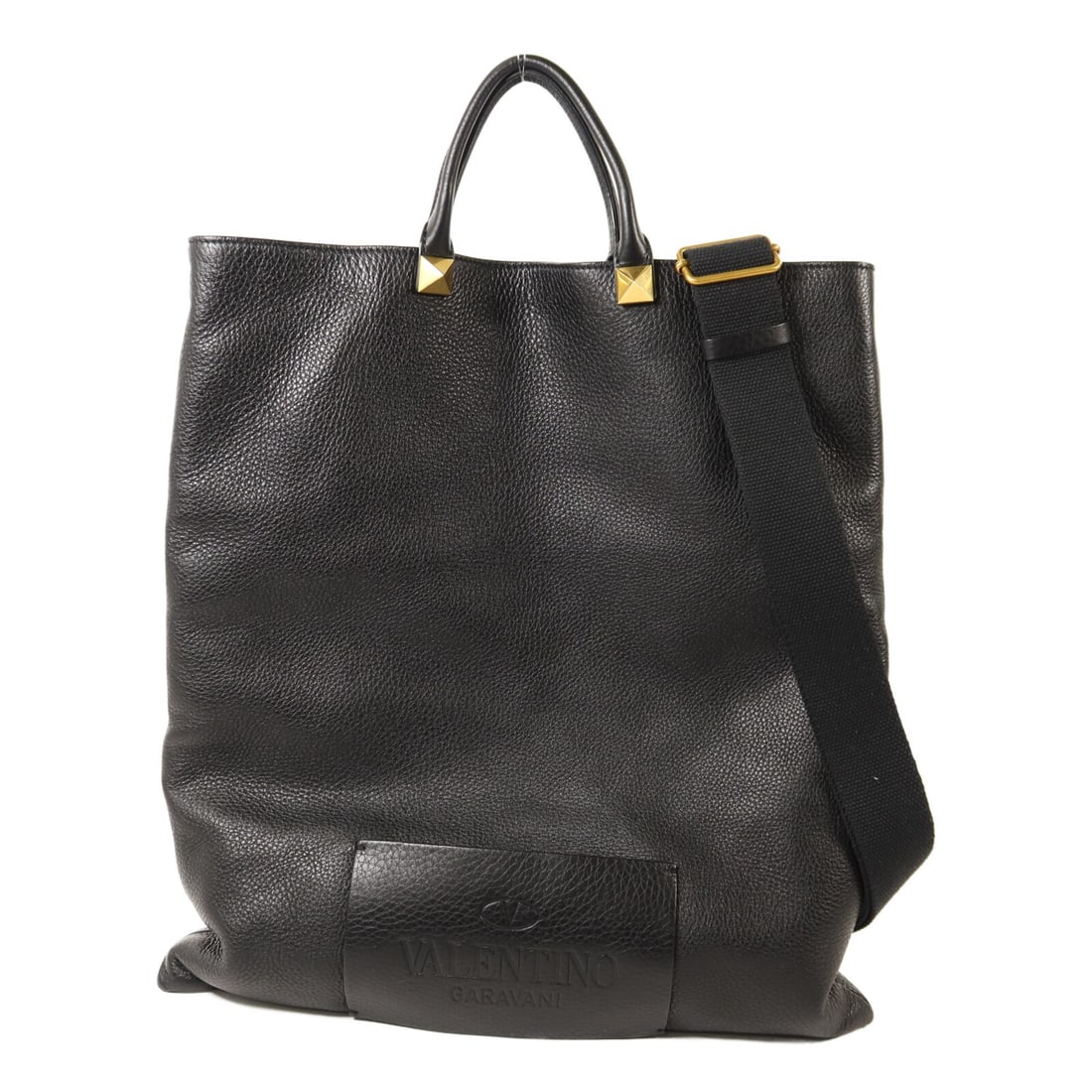 Valentino 2 Way Shoulder Bag Black Calfskin Leather Italy: Valentino 2 Way Shoulder Bag Black Calfskin Leather Italy This Valentino 2-way shoulder bag is crafted from black calfskin (cowhide) leather and made in Italy. It features a black frame color, comes w