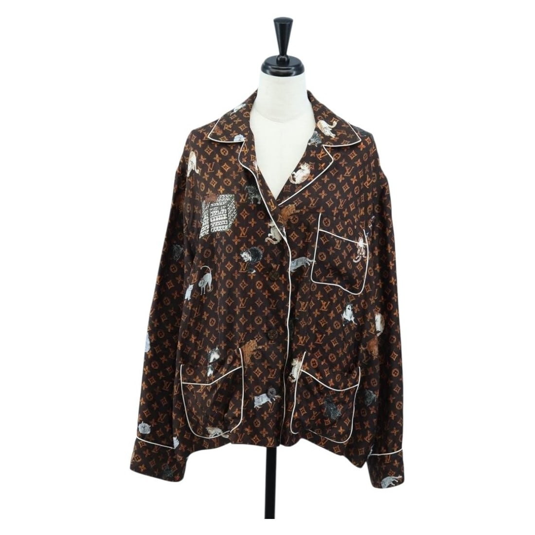 Louis Vuitton Catgram Silk Long Sleeve Womens Shirt Brown Size 40: Louis Vuitton Catgram Silk Long Sleeve Womens Shirt Brown Size 40 Louis Vuitton Catgram long sleeve shirt in brown silk. This women's shirt is made in Italy and is offered in excellent condition, with