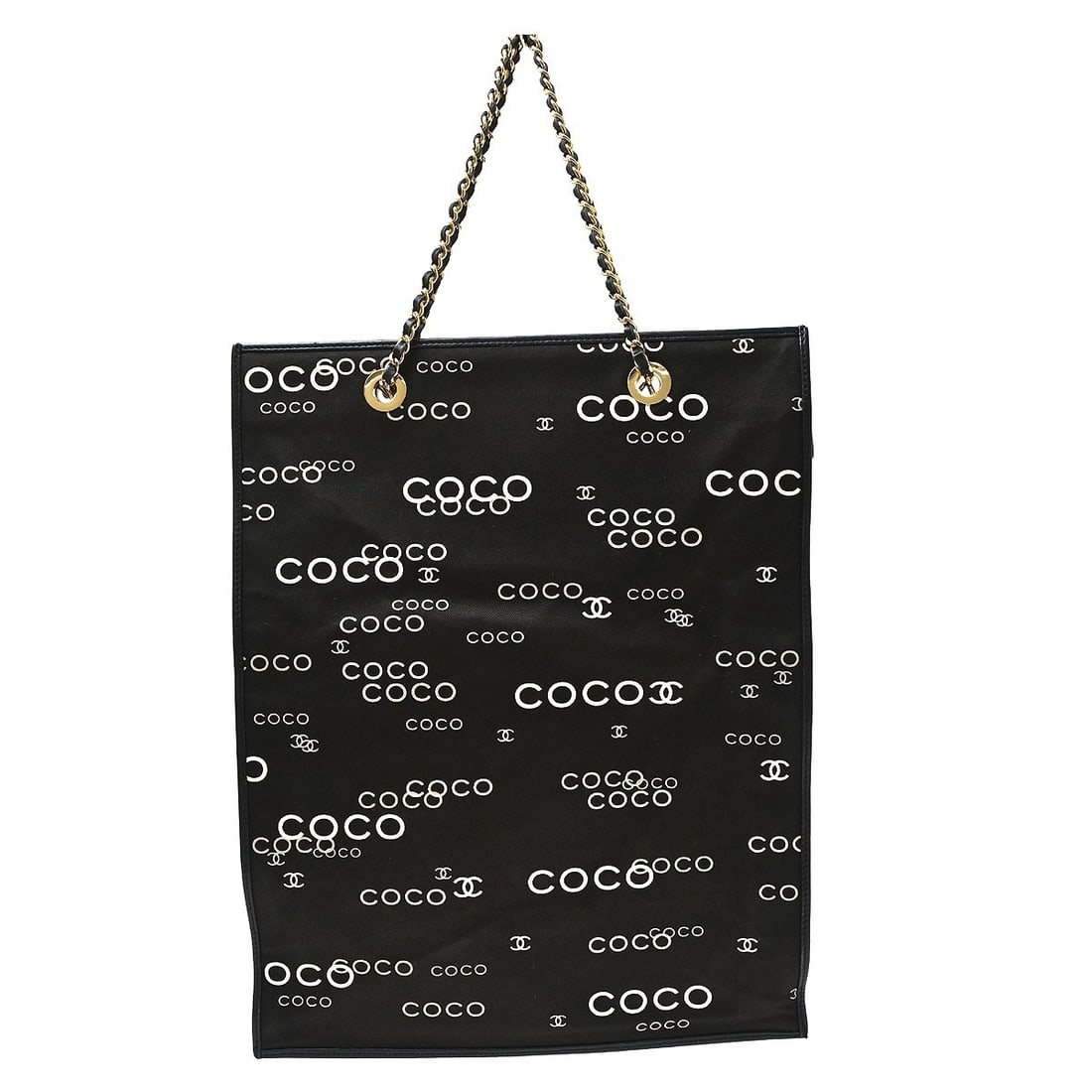 CHANEL COCO black canvas medium tote handbag: CHANEL COCO black canvas medium tote handbag Chanel COCO tote handbag in black canvas with double handles and canvas lining. Made in Italy, this medium tote includes the serial sticker. Condition show