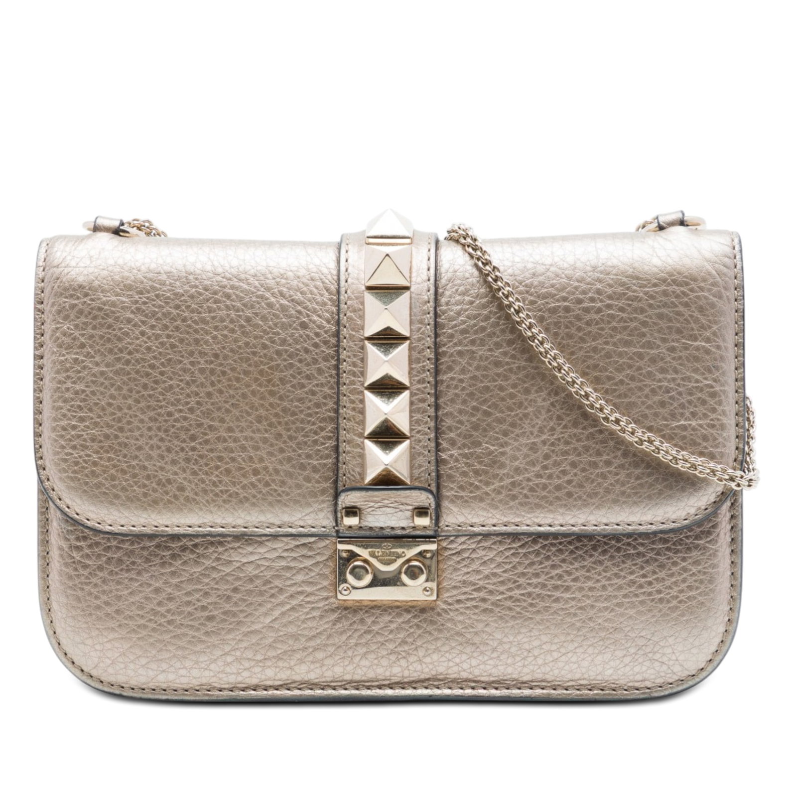 Valentino Rockstud Glam Lock Medium Metallic Leather Crossbody Bag (1 of 6)