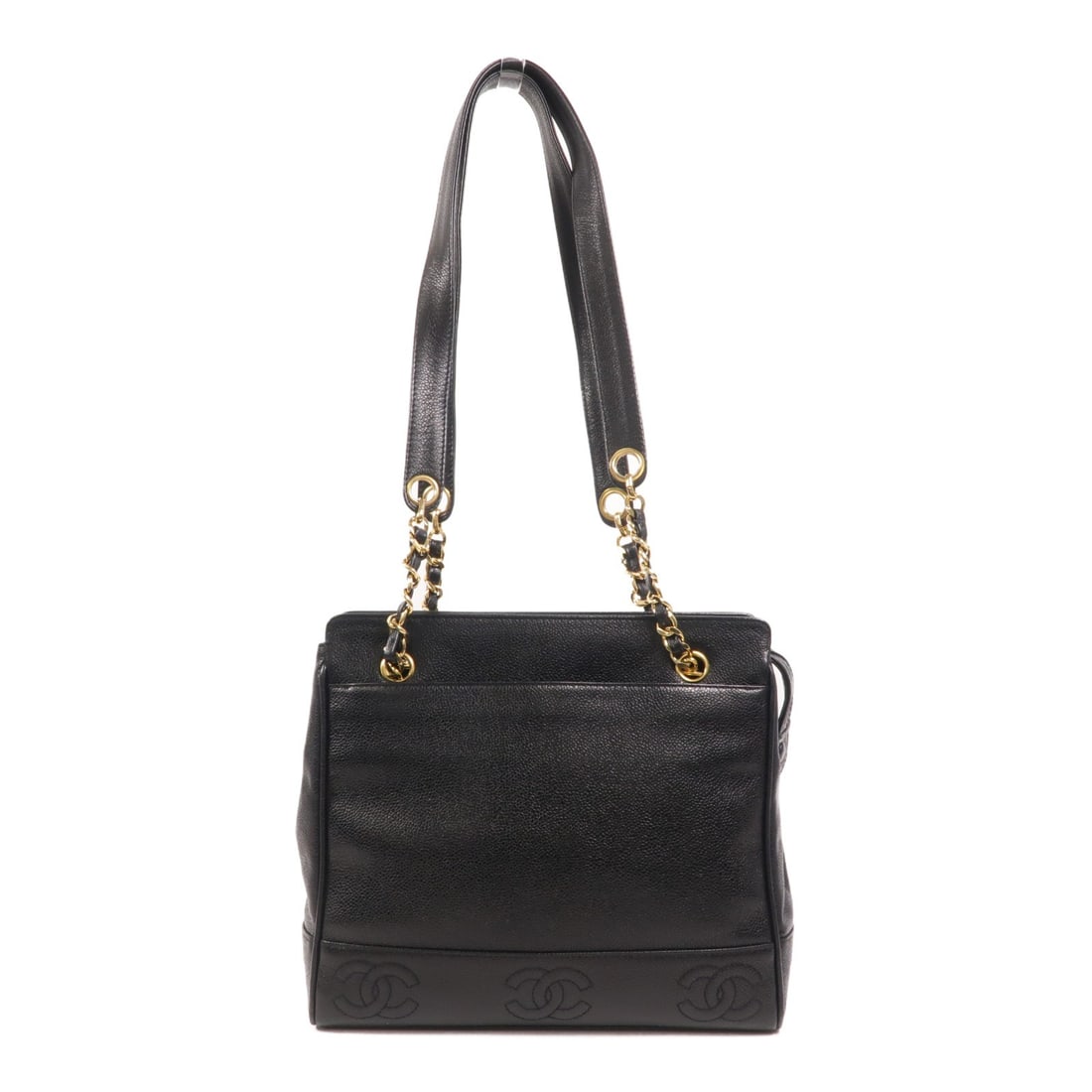 CHANEL CC Vintage Black Calfskin Tote Shoulder Bag GHW: CHANEL CC Vintage Black Calfskin Tote Shoulder Bag GHW Vintage Chanel tote bag crafted in black calfskin leather with CC detailing and gold-tone hardware. This women's shoulder bag features an open to