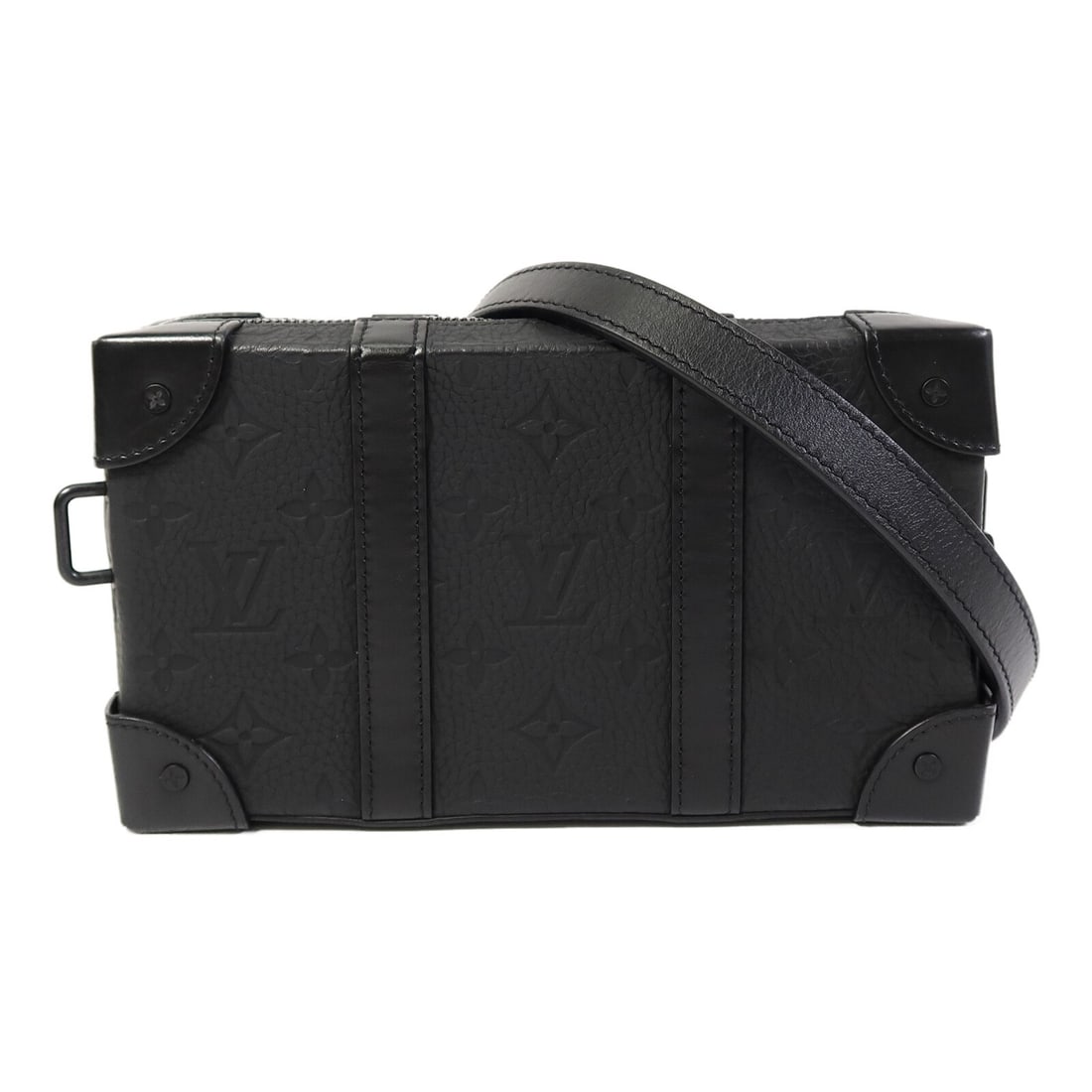 Louis Vuitton M80224 LV Soft Trunk black shoulder bag: Louis Vuitton M80224 LV Soft Trunk black shoulder bag Louis Vuitton LV Soft Trunk shoulder bag in black Monogram Taurillon Clemence leather with calfskin trim. This unisex bag features a structured so
