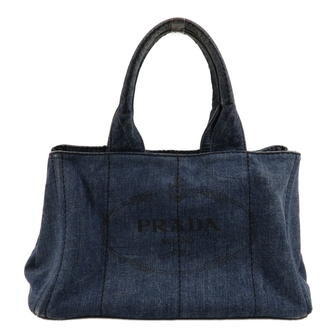 Prada denim tote bag blue with gold tone hardware (1 of 16)