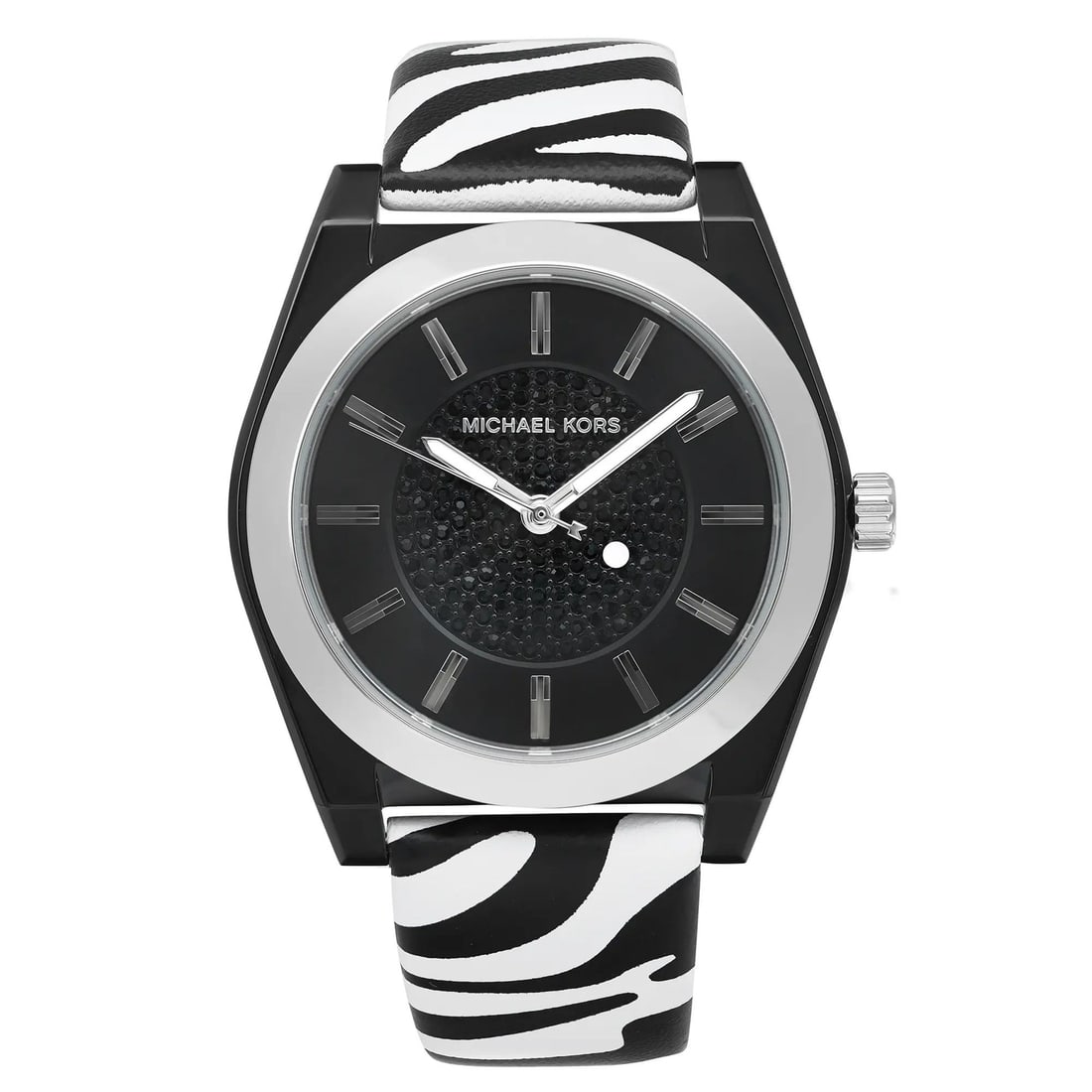 Michael Kors Channing Zebra Print Quartz Watch MK2856 Black Dial Leather Band (1 of 5)