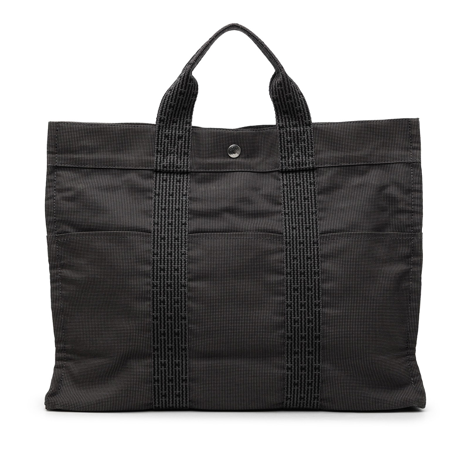 Hermes Herline MM Gray Canvas Tote Bag (1 of 7)