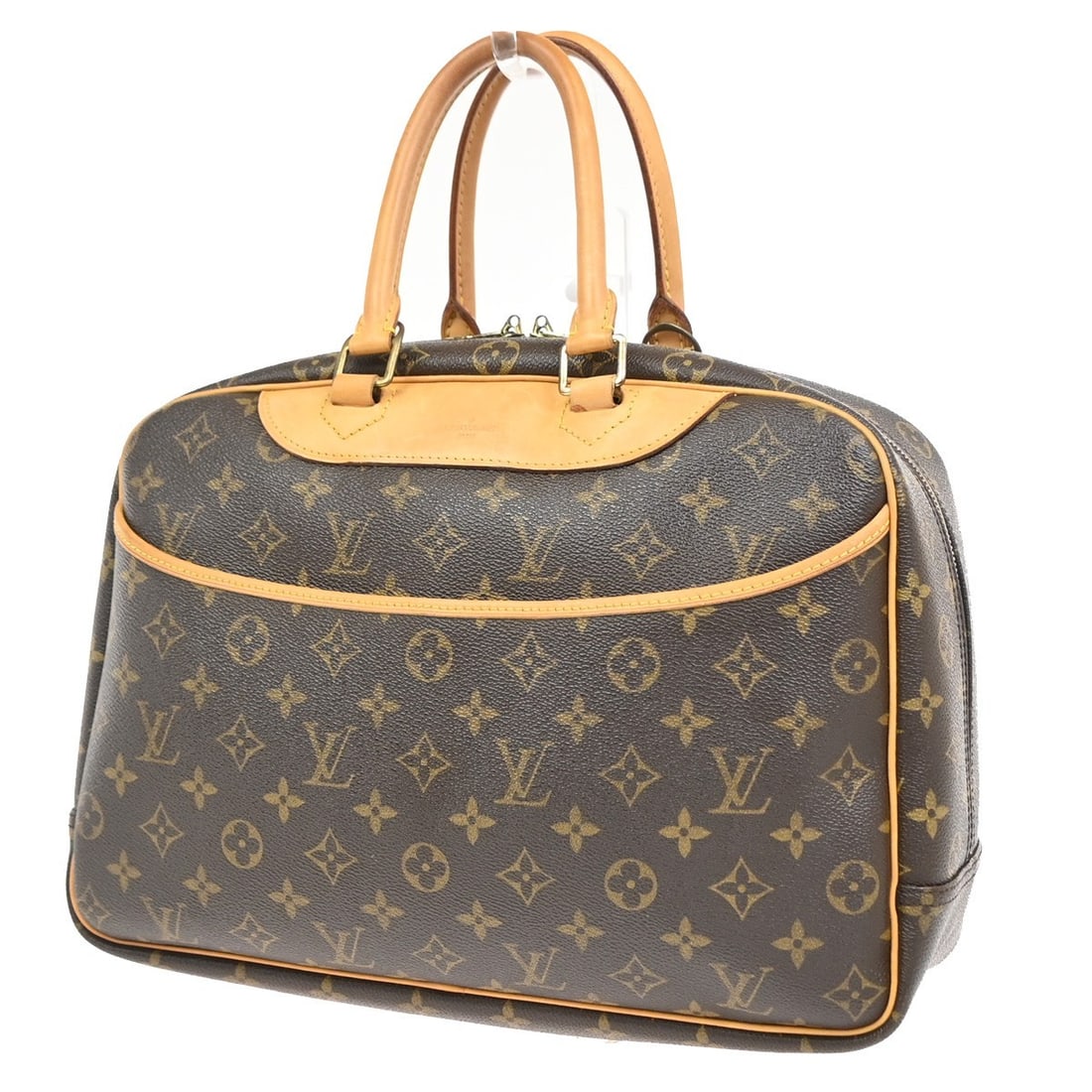 Louis Vuitton Deauville handbag in brown leather: Louis Vuitton Deauville handbag in brown leather Louis Vuitton Deauville handbag in brown with a structured silhouette and leather construction. Made in France, this piece is presented in good conditi