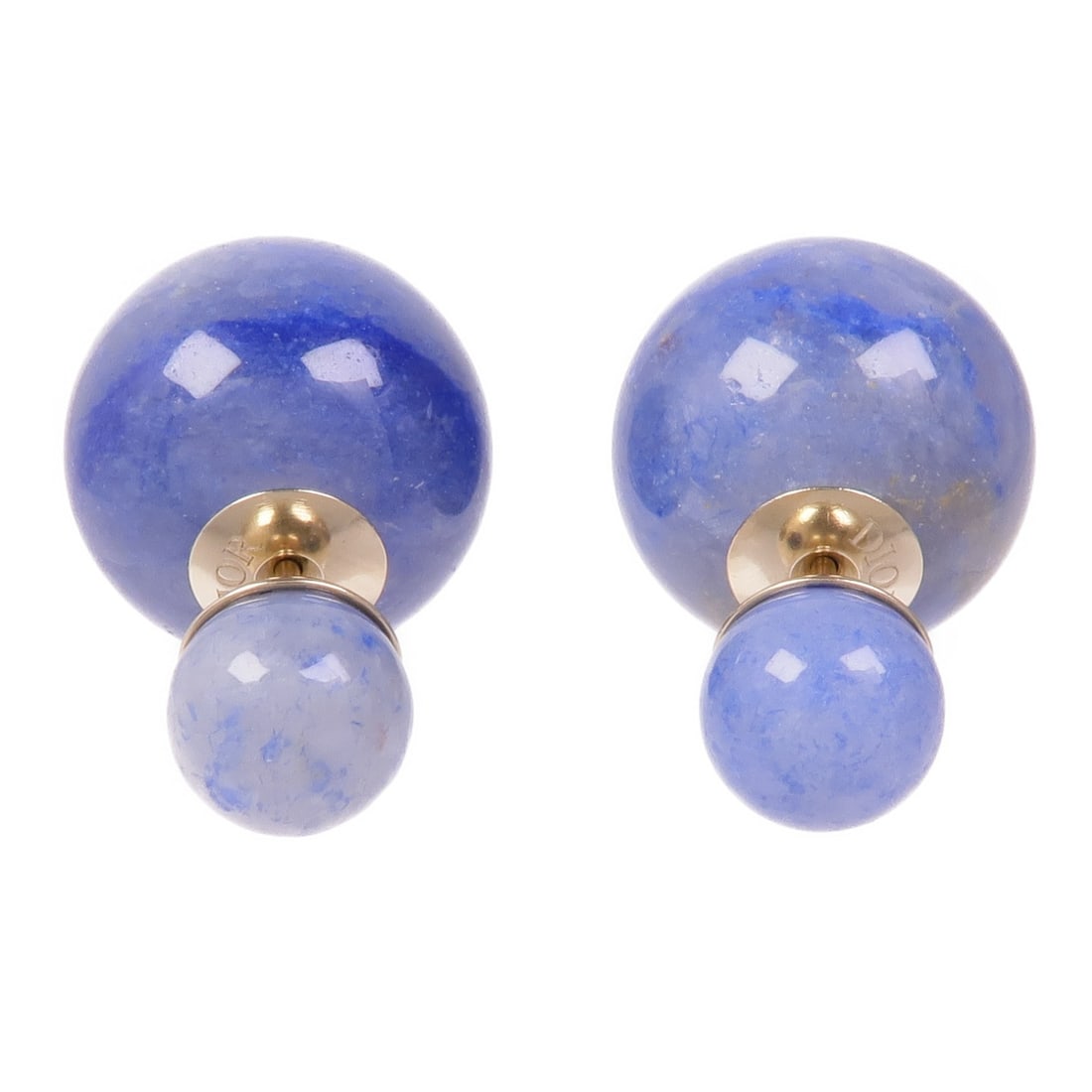 Dior CD Pierced Earrings Blue Gold Tone Metal PVC: Dior CD Pierced Earrings Blue Gold Tone Metal PVC Christian Dior pierced earrings in blue and gold-tone metal and PVC with the CD motif. Made in France. Condition is AB: Very Good. No accessories are 
