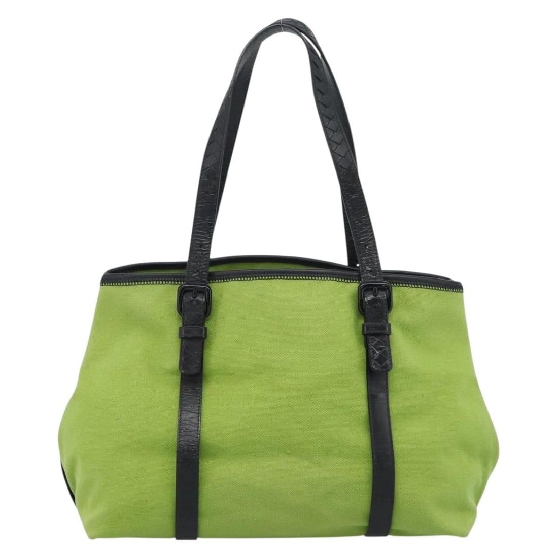Bottega Veneta Vintage Green Canvas Handbag 35cm Italy: Bottega Veneta Vintage Green Canvas Handbag 35cm Italy Vintage Bottega Veneta bag in green canvas, made in Italy. The piece is in good condition with noted wear to the exterior, leather trim, interior