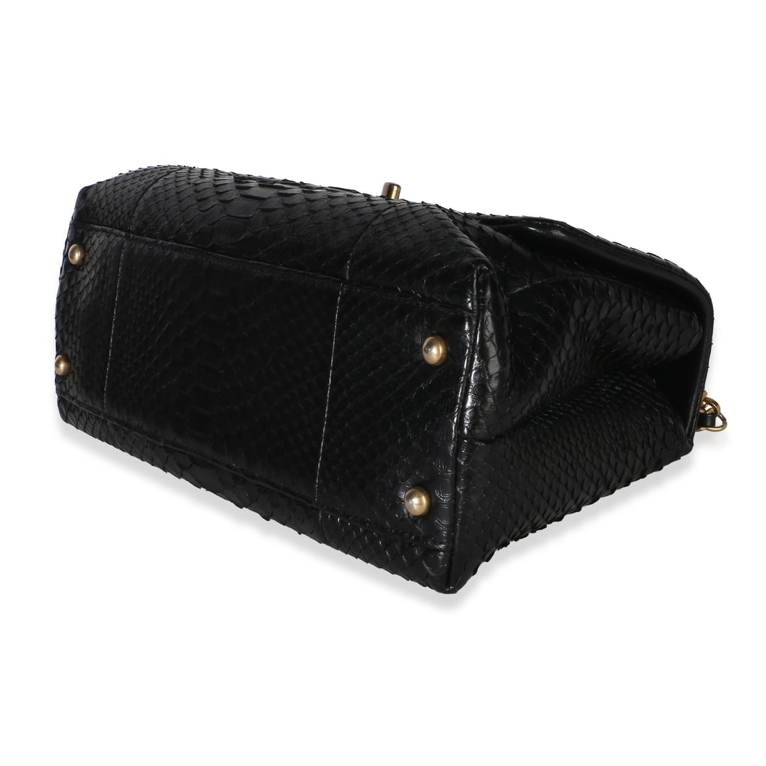 Chanel Medium Coco Top Handle Bag Black Python Leather - 7