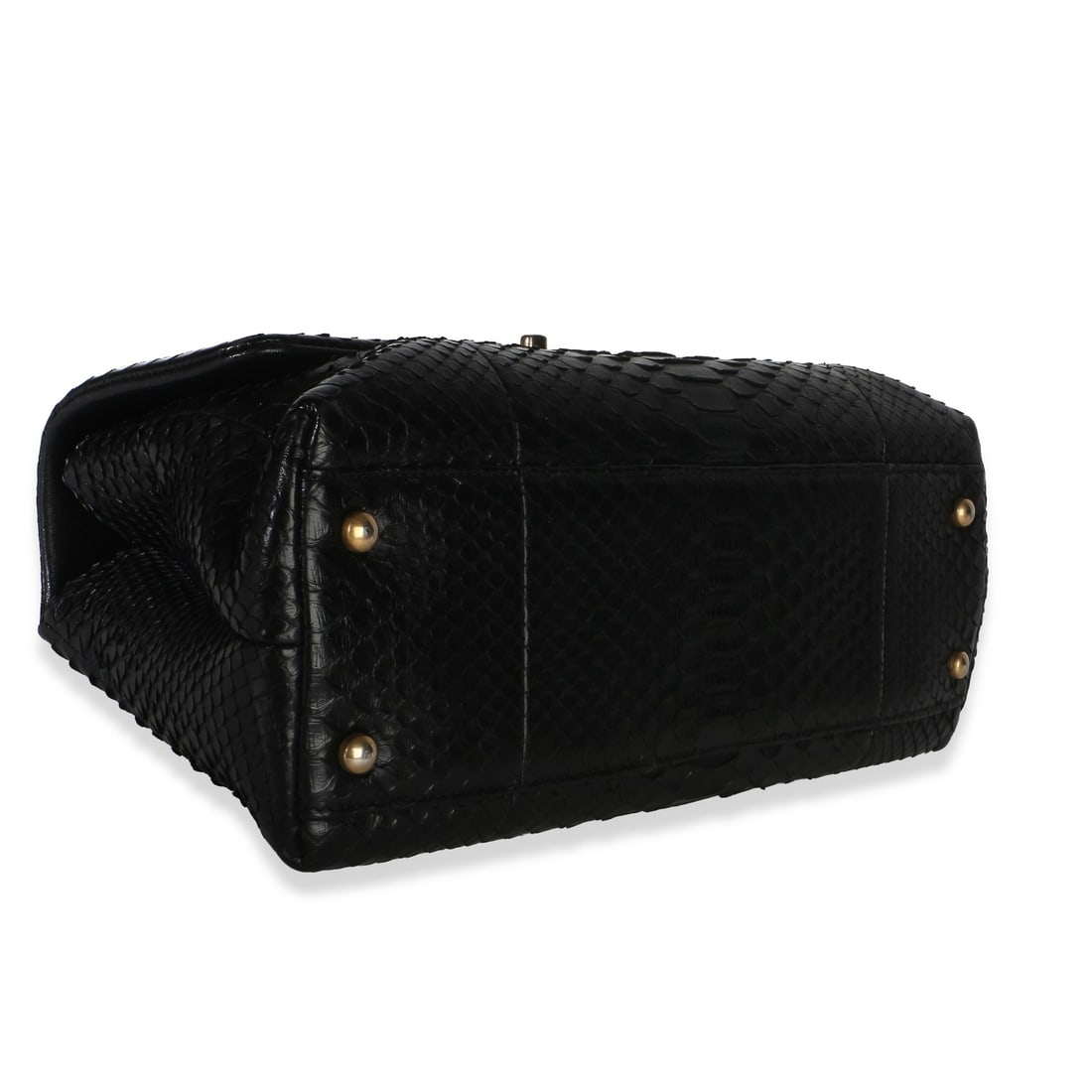 Chanel Medium Coco Top Handle Bag Black Python Leather - 8