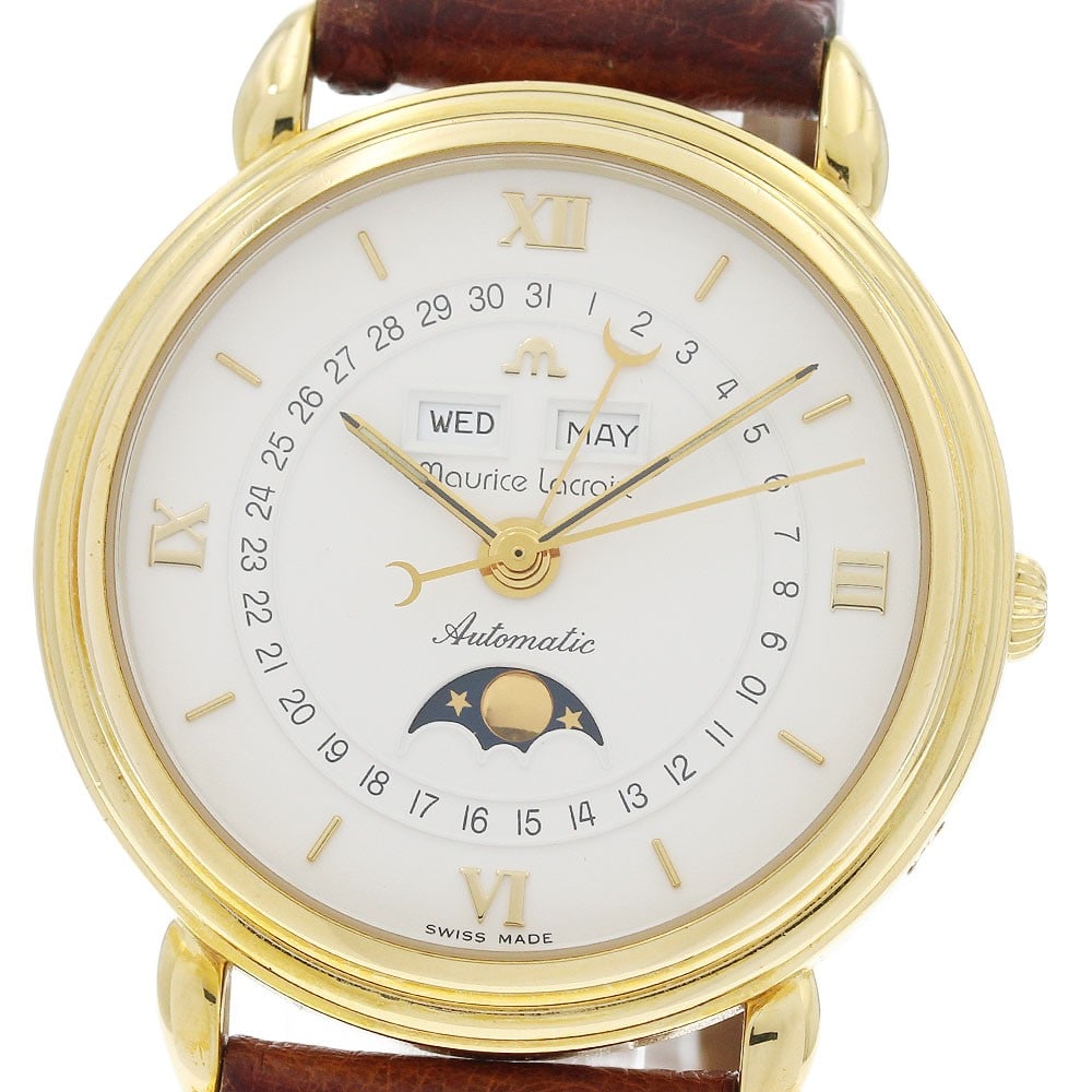 Maurice Lacroix Masterpiece 13111 mens automatic moon phase wristwatch: Maurice Lacroix Masterpiece 13111 mens automatic moon phase wristwatch Pre-owned Maurice Lacroix Masterpiece wristwatch with triple calendar and moon phase functions. This automatic men's watch featur