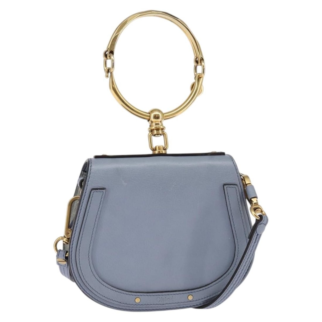 Chloe Nile Leather 2way Handbag Light Blue Gold Tone Strap: Chloe Nile Leather 2way Handbag Light Blue Gold Tone Strap Chloe Nile 2-way handbag in light blue leather with gold-tone accents. Made in Italy, this women's bag includes a shoulder strap and can be c