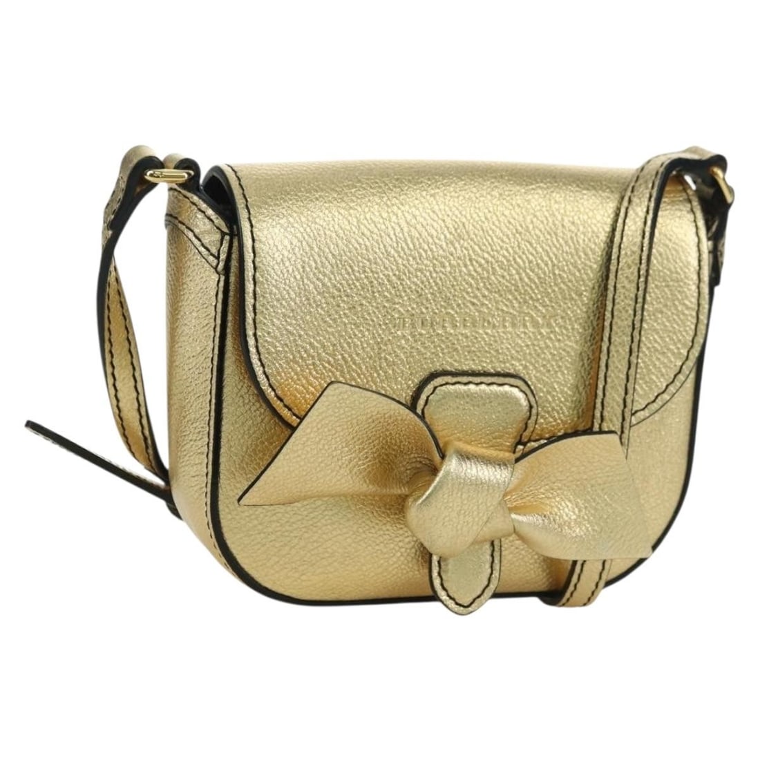 Burberry Leather Shoulder Bag in Gold Made in Italy: Burberry Leather Shoulder Bag in Gold Made in Italy Burberry shoulder bag in leather with a gold exterior, made in Italy. The bag measures approximately 14 cm wide, 12 cm high, and 4 cm deep, with a s
