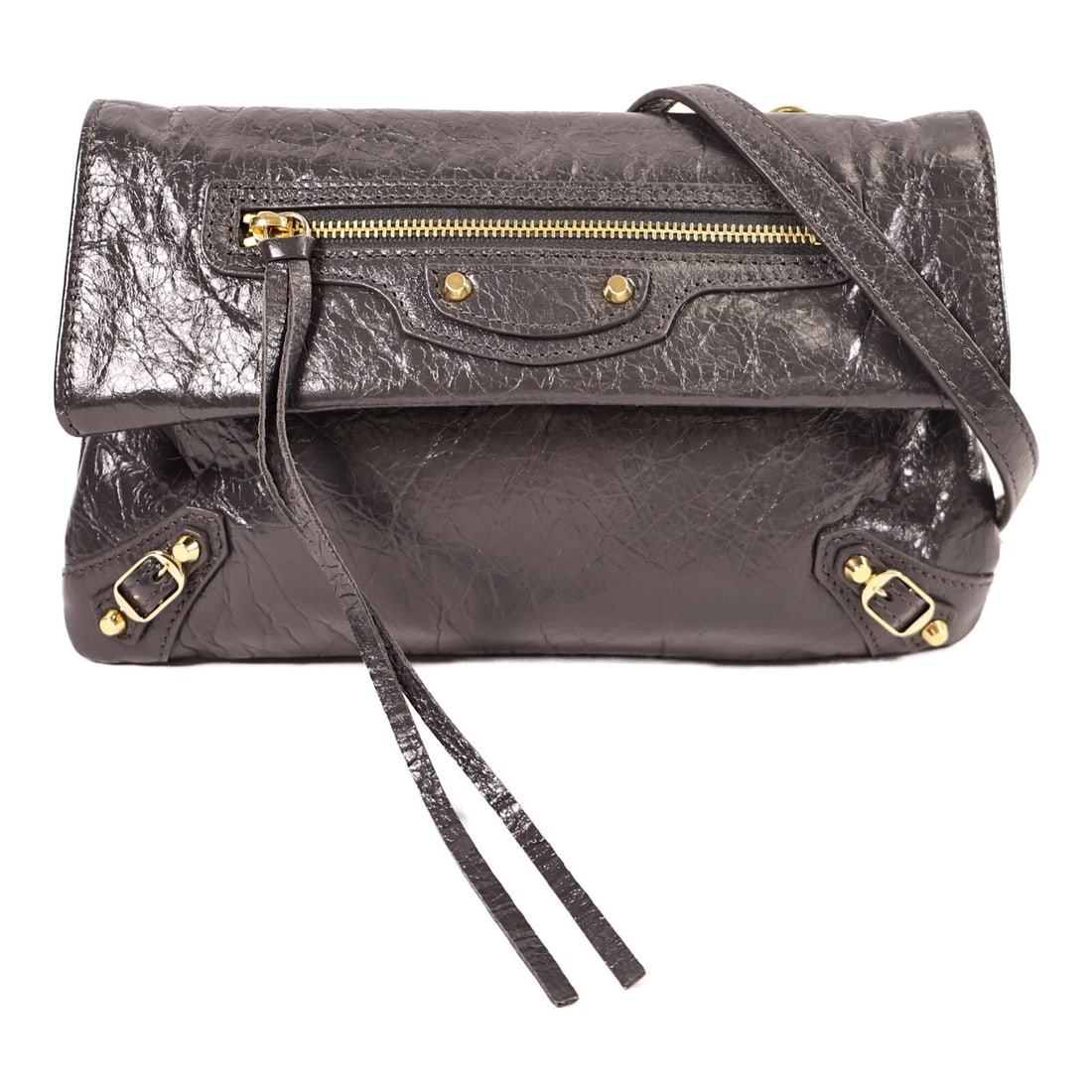 Balenciaga Mini Envelope Pochette Gray Calfskin Shoulder Bag GHW: Balenciaga Mini Envelope Pochette Gray Calfskin Shoulder Bag GHW Balenciaga Mini Envelope Pochette shoulder bag in gray calfskin leather. This women's bag features a slim envelope-style silhouette wit