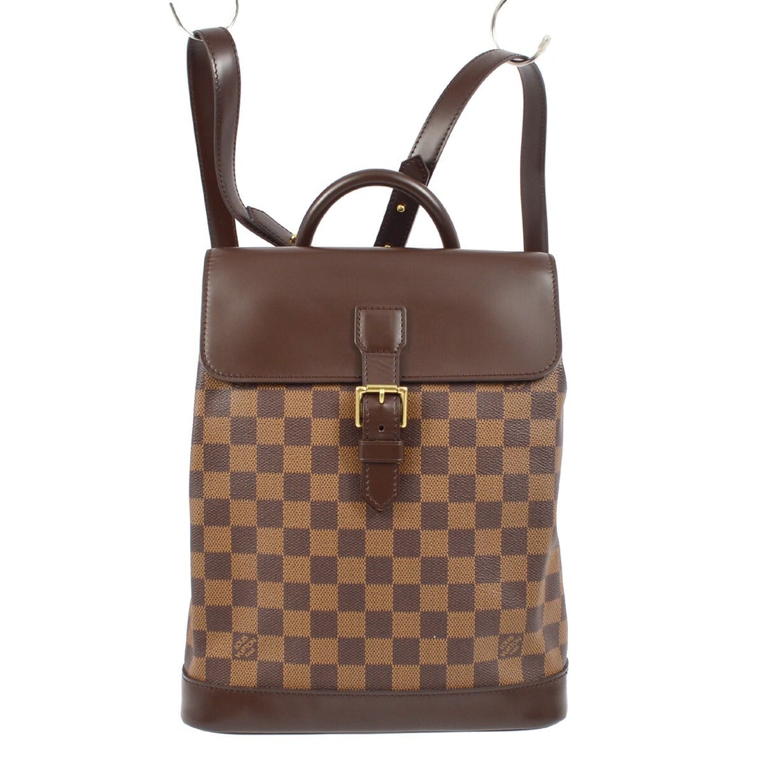 Louis Vuitton Soho Damier Canvas Backpack Brown N51132: Louis Vuitton Soho Damier Canvas Backpack Brown N51132 Louis Vuitton Soho backpack in Damier canvas with leather trim and an Ebene brown colorway. This medium unisex backpack features a buckle closure