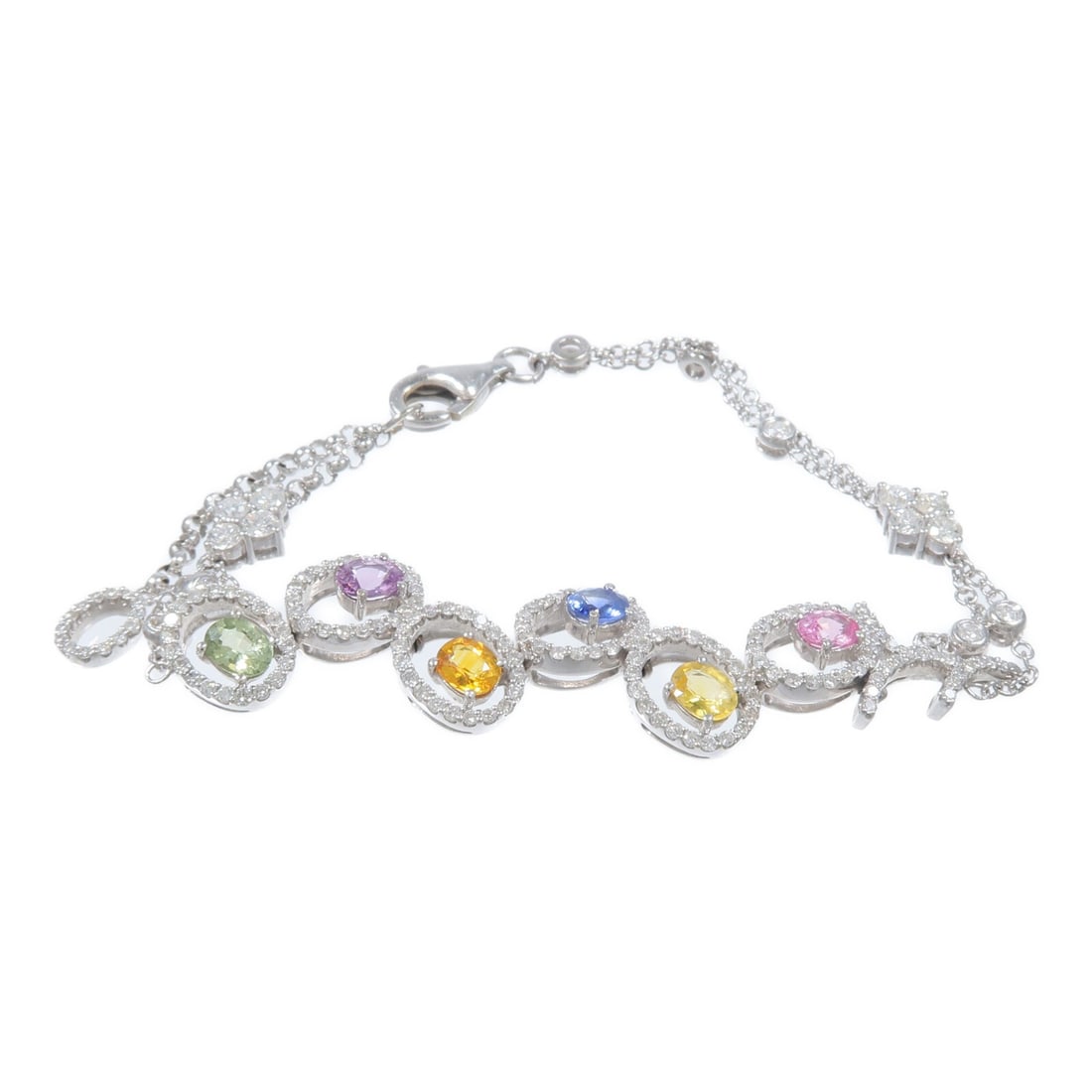 Multicolor Color Stone Bracelet in 18K White Gold (1 of 9)