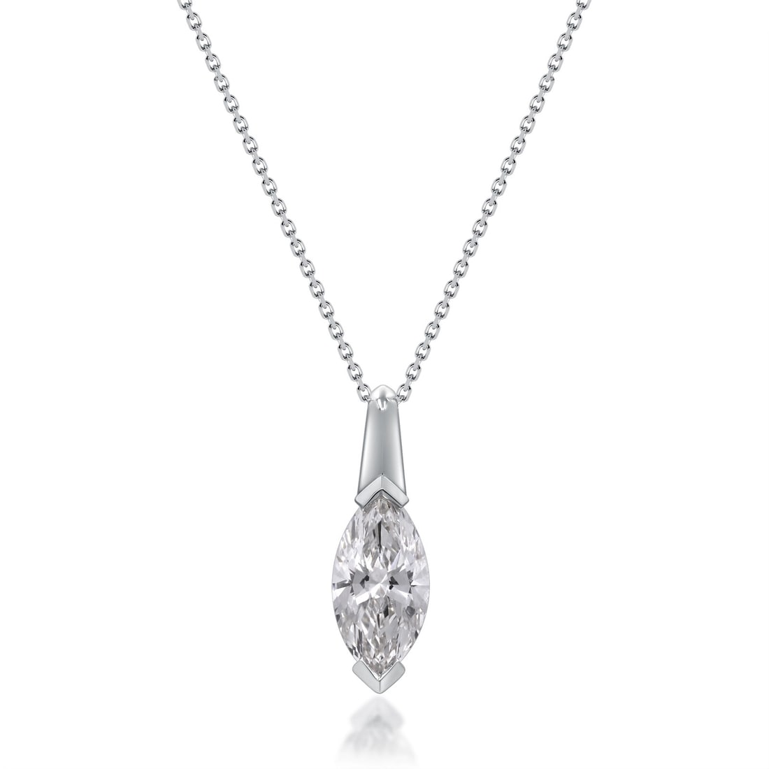 14K White Gold Marquise Lab Grown Diamond Pendant 1.67 ctw (1 of 3)