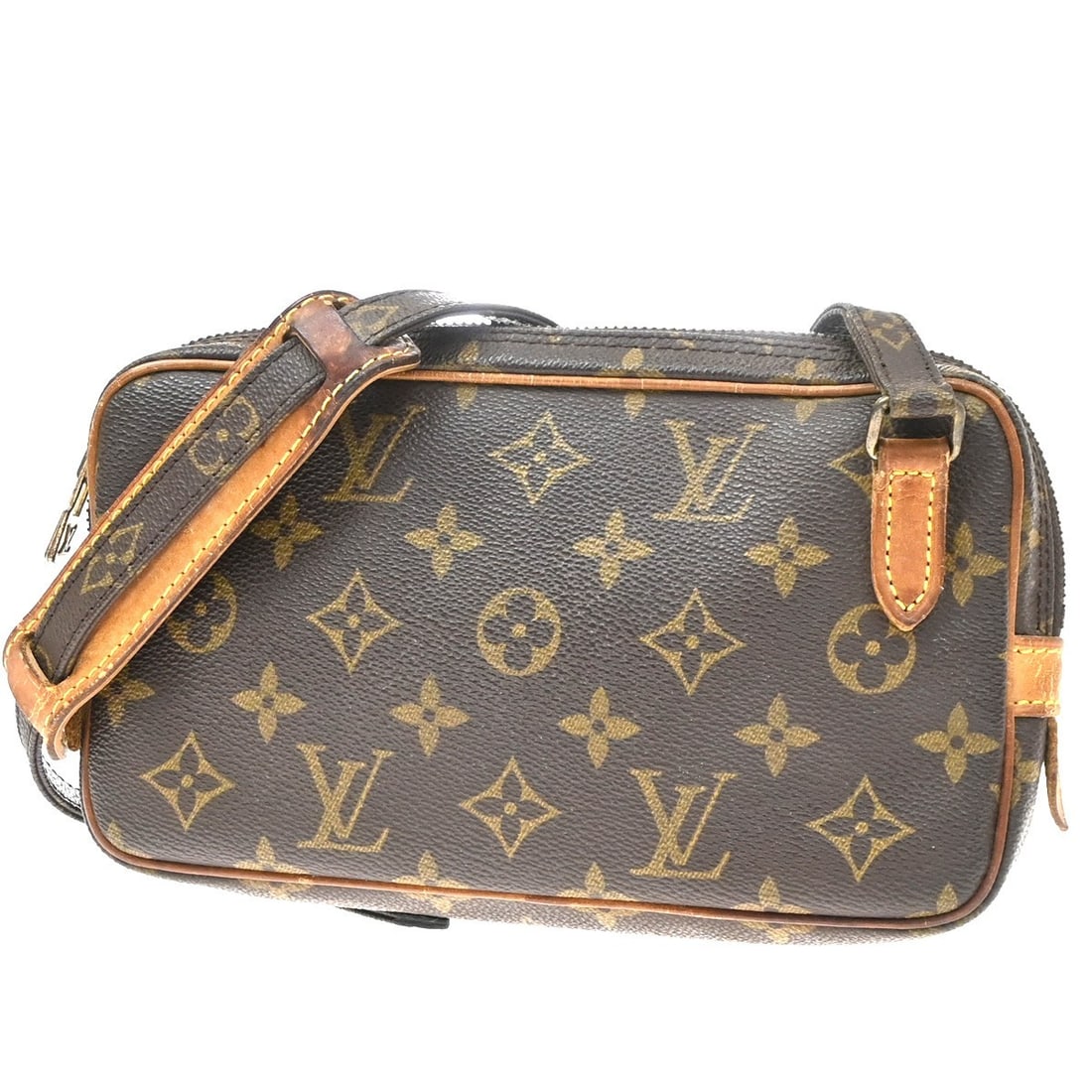 Louis Vuitton Pochette Marly Bandouliere Shoulder Bag Monogram Canvas: Louis Vuitton Pochette Marly Bandouliere Shoulder Bag Monogram Canvas Louis Vuitton Pochette Marly Bandouliere in brown monogram canvas. This shoulder bag is made in France and is presented in fair co