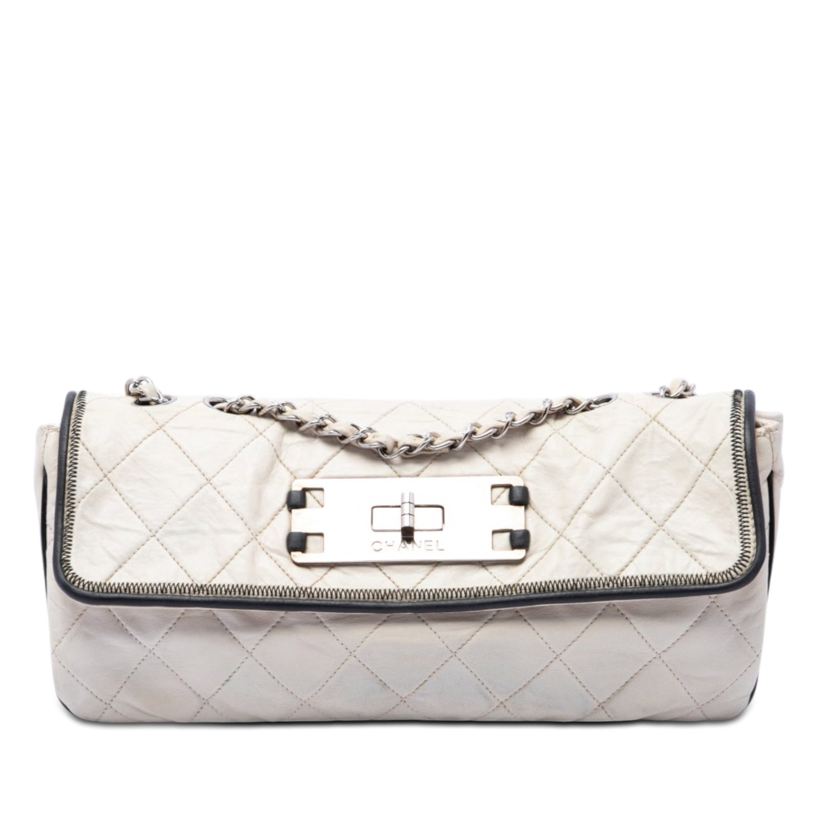 Chanel Mademoiselle East West Flap Shoulder Bag White Lambskin (1 of 6)