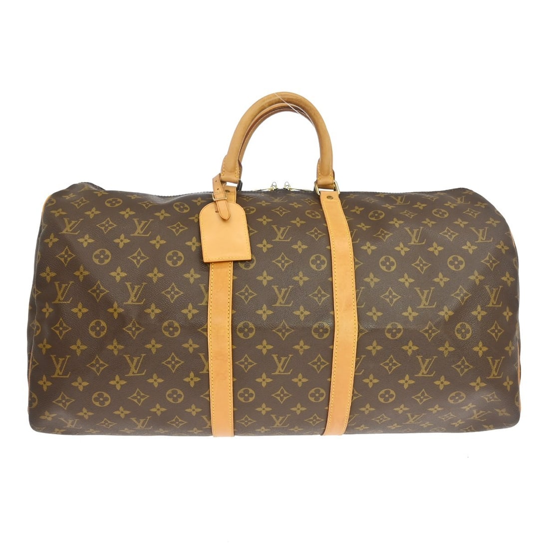 Louis Vuitton Keepall Brown Canvas Travel Bag: Louis Vuitton Keepall Brown Canvas Travel Bag Louis Vuitton Keepall in brown monogram canvas. This unisex travel bag is made in France and remains in good condition with visible wear. Noted condition 
