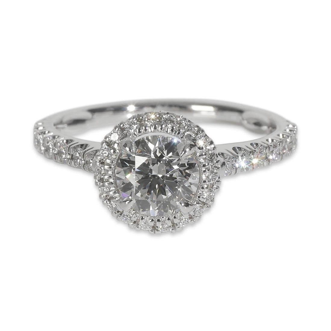 Cartier Destinee 0.90 ct Diamond Engagement Ring in Platinum: Cartier Destinee 0.90 ct Diamond Engagement Ring in Platinum This exquisite Cartier Destinee Engagement Ring showcases a stunning 0.90 ct round brilliant diamond at its center, complemented by an addi