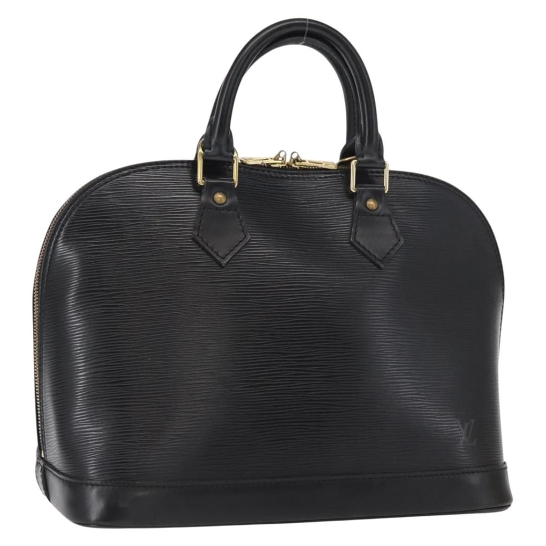 Louis Vuitton Alma M52142 black Epi leather handbag: Louis Vuitton Alma M52142 black Epi leather handbag Louis Vuitton Alma handbag in black Epi leather. This women's handbag includes a dust bag and shows reasonable wear and tear consistent with conditi
