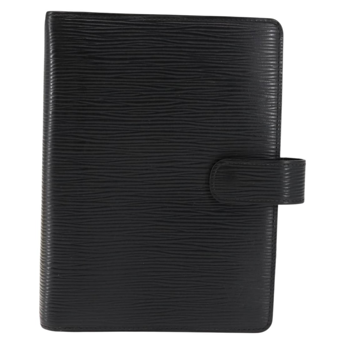 Louis Vuitton Agenda Cover black leather organizer: Louis Vuitton Agenda Cover black leather organizer Louis Vuitton Agenda Cover in black leather with a unisex design. This piece is in good condition with light wear to the exterior surface, pocket, an