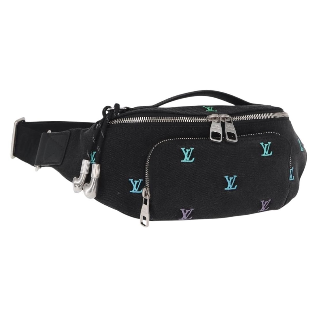 Louis Vuitton M13961 Monogram Denim Black Rush Bum Bag Shoulder Bag: Louis Vuitton M13961 Monogram Denim Black Rush Bum Bag Shoulder Bag This Louis Vuitton Monogram Denim Rush Bum Bag features a stylish black canvas exterior with the signature monogram pattern. Designe