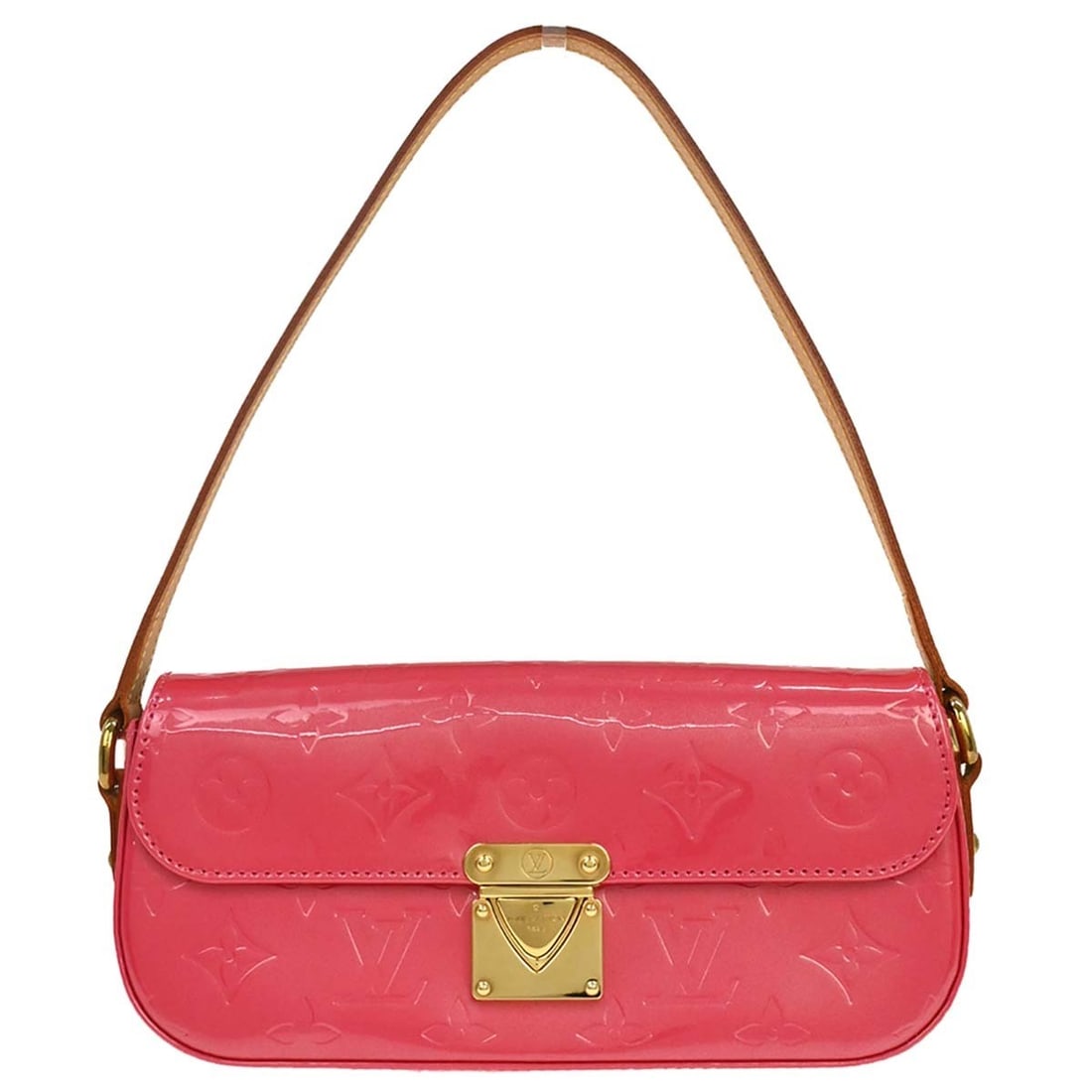 Louis Vuitton Malibu Street Pink Monogram Vernis Patent Leather Handbag: Louis Vuitton Malibu Street Pink Monogram Vernis Patent Leather Handbag Louis Vuitton Malibu Street handbag in pink Vernis with a monogram pattern and logo accent. It features a clasp closure, top han