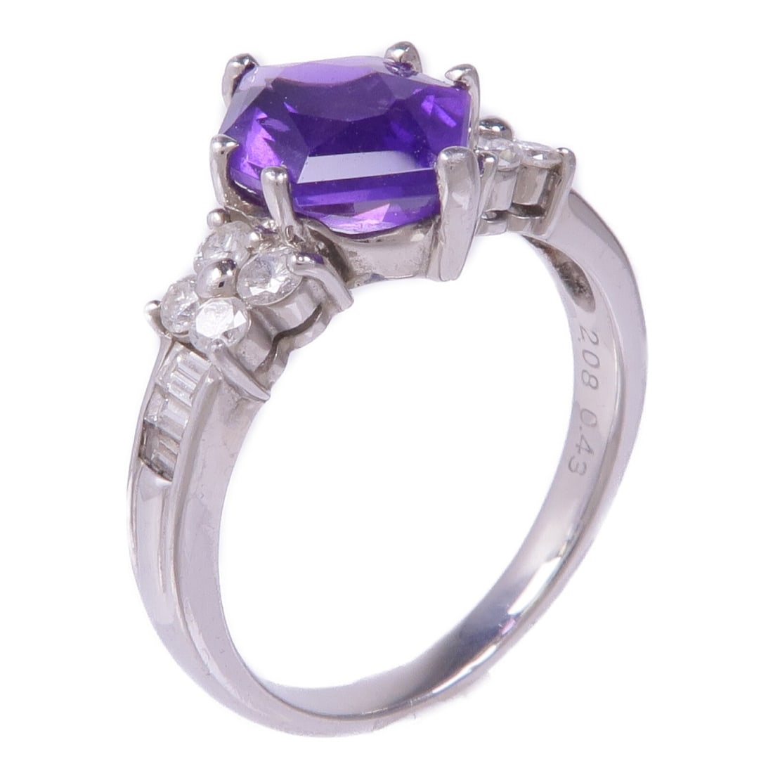 PT900 Platinum Amethyst Diamond Ring Size 7.25 (1 of 8)