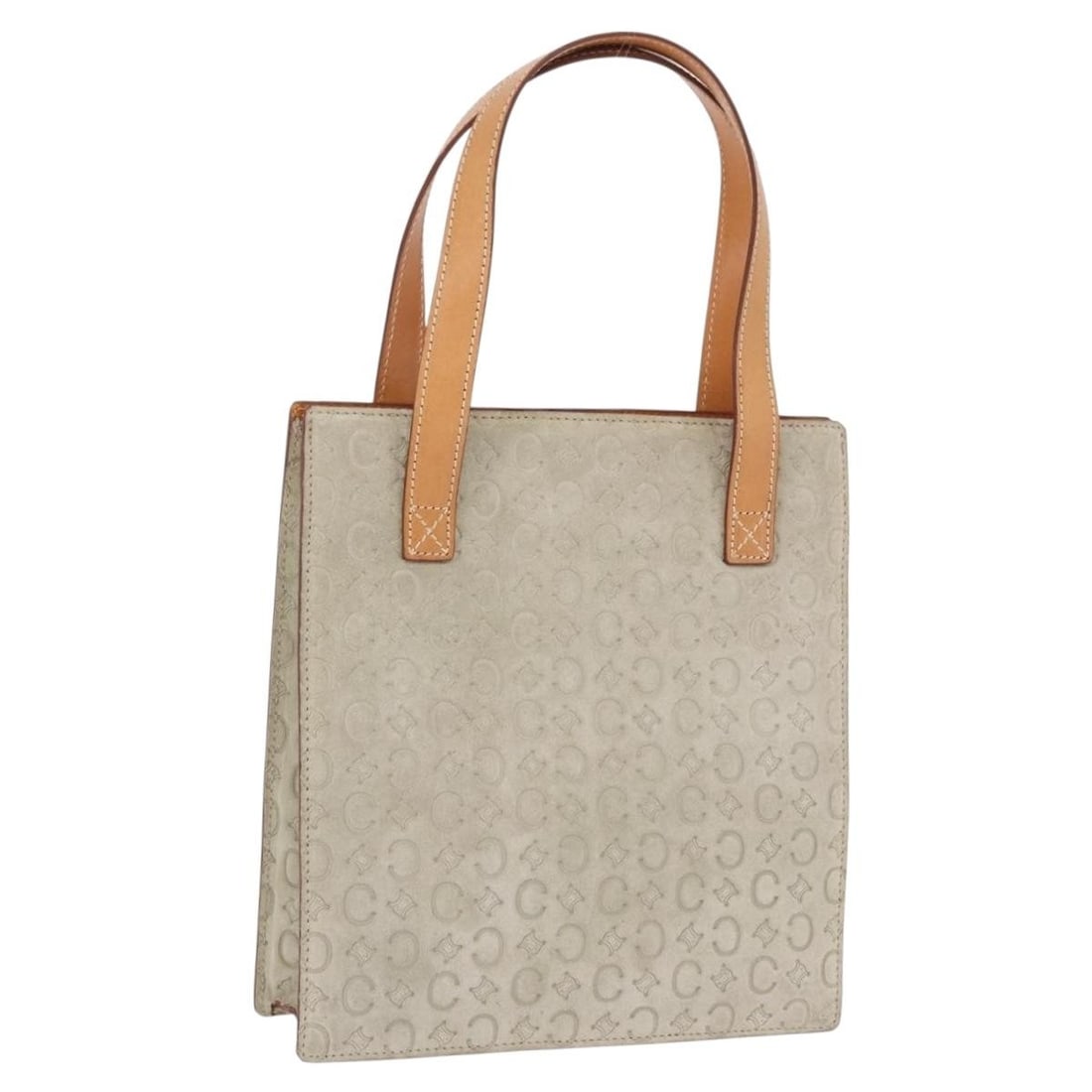 Celine C Macadam Suede Canvas Handbag Gray Silver Italy: Celine C Macadam Suede Canvas Handbag Gray Silver Italy Authentic CELINE C Macadam hand bag in gray and silver suede with canvas trim. Made in Italy, this women's bag shows reasonable wear and tear co