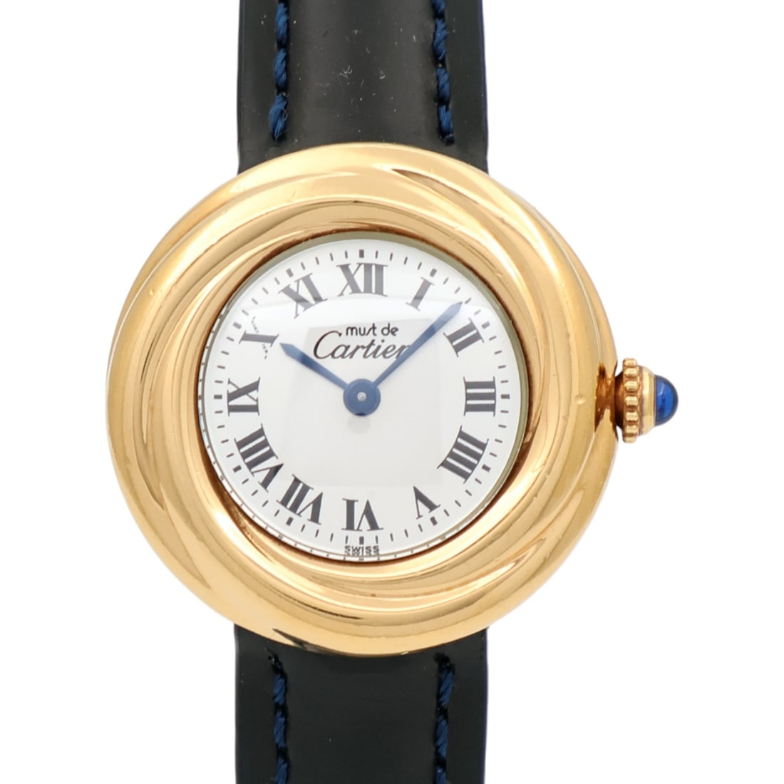 Cartier Must Trinity W1010644 Ladies Quartz Wristwatch Silver 925 Gold Plated: Cartier Must Trinity W1010644 Ladies Quartz Wristwatch Silver 925 Gold Plated Cartier Must Trinity model W1010644 wristwatch for women with a quartz movement and a Silver925 case and band with gold-pl