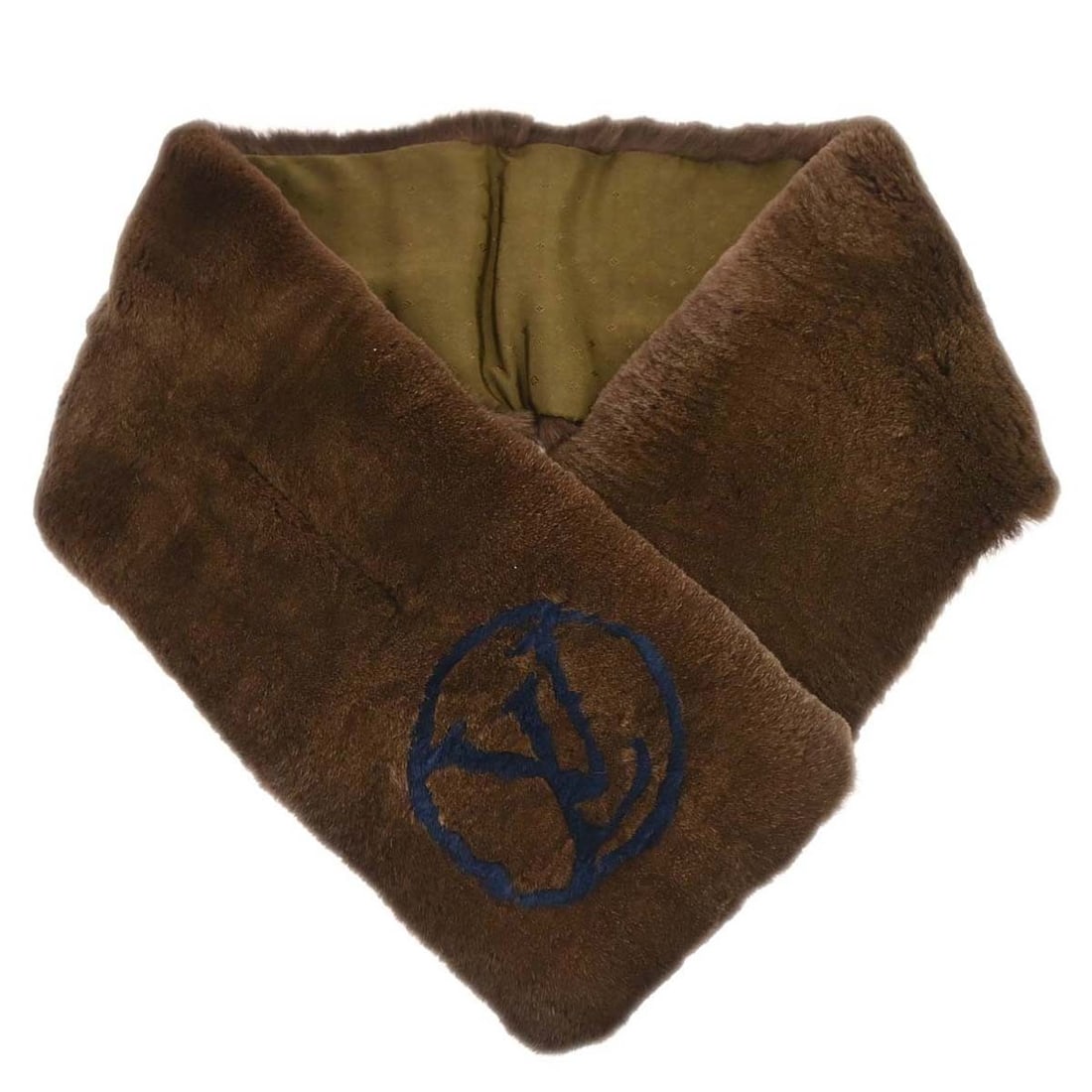 Louis Vuitton M75757 Monogram Flower Rex Rabbit Fur Scarf Brown (1 of 10)