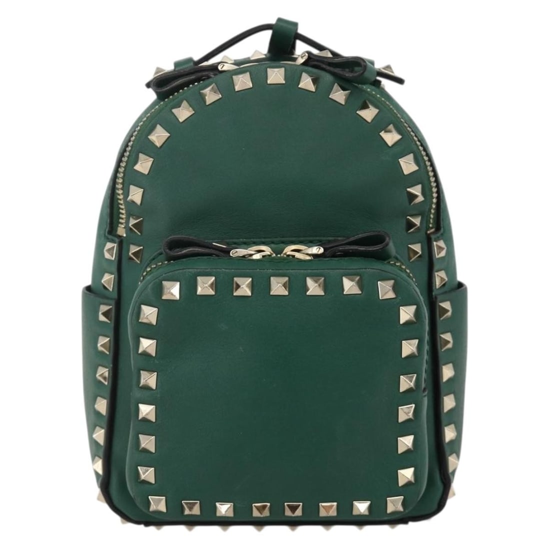 Valentino Garavani Rockstud Green Leather Shoulder Bag: Valentino Garavani Rockstud Green Leather Shoulder Bag Valentino Garavani Rockstud leather bag in green. This unisex piece is made in Italy and is offered in fair condition with visible wear throughou